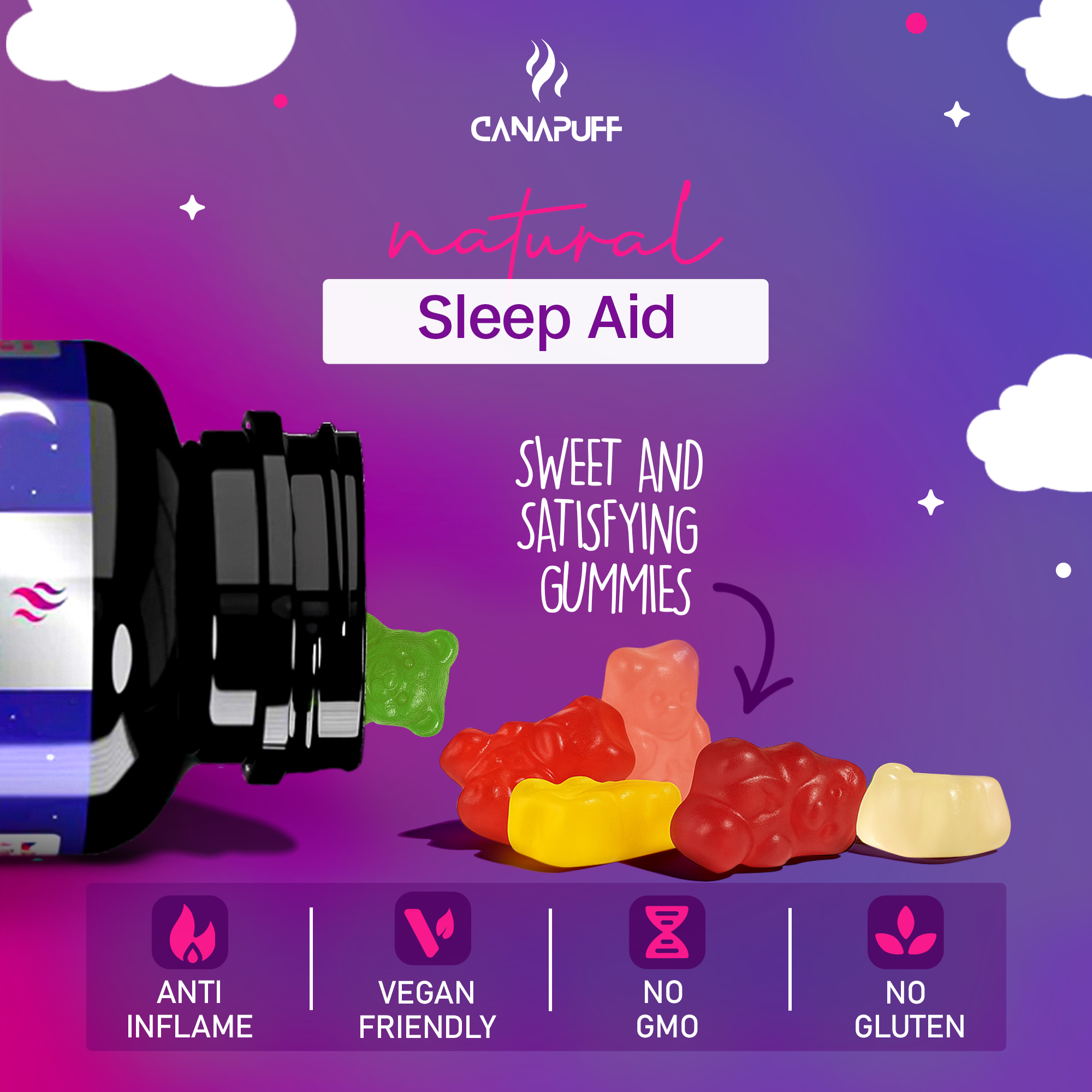 Gomas Melatonina+CBN - Framboesa-Canapuff