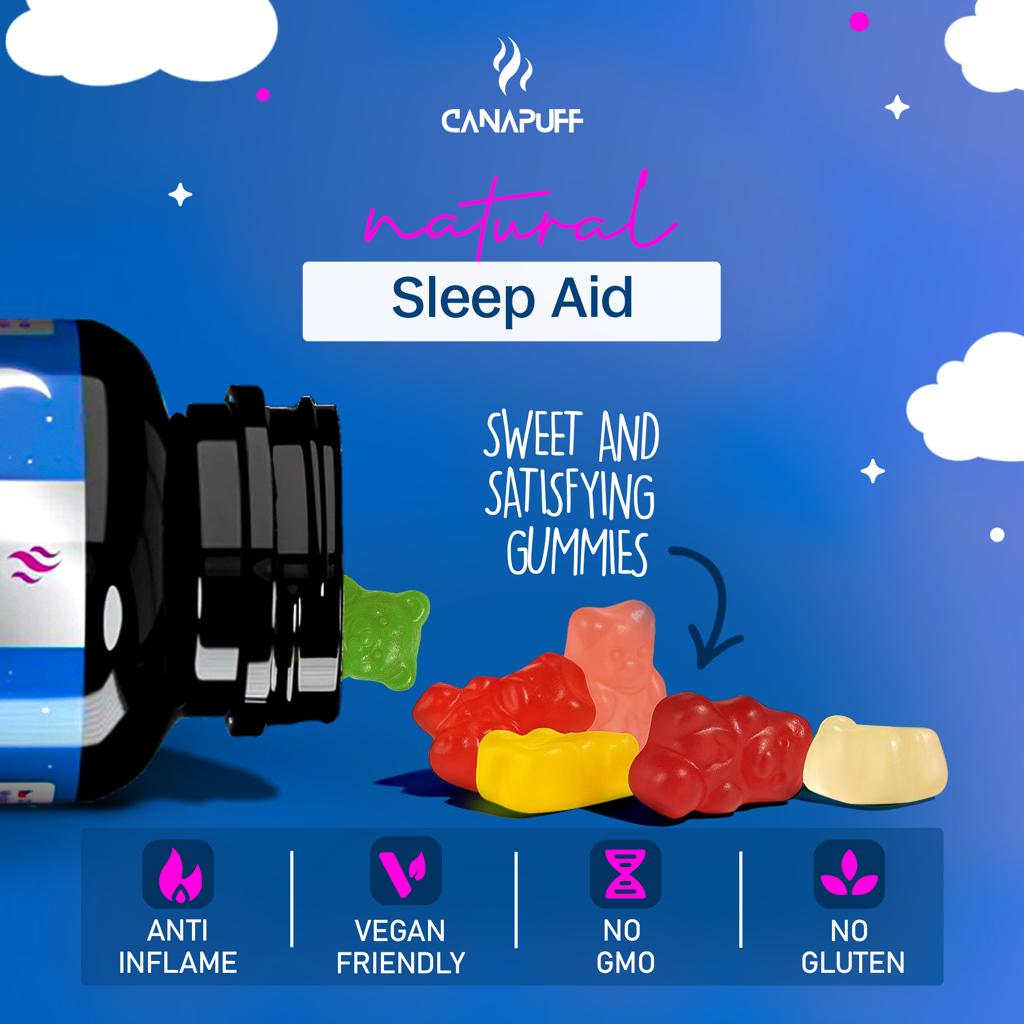 Gomas de Melatonina - Framboesa-Canapuff