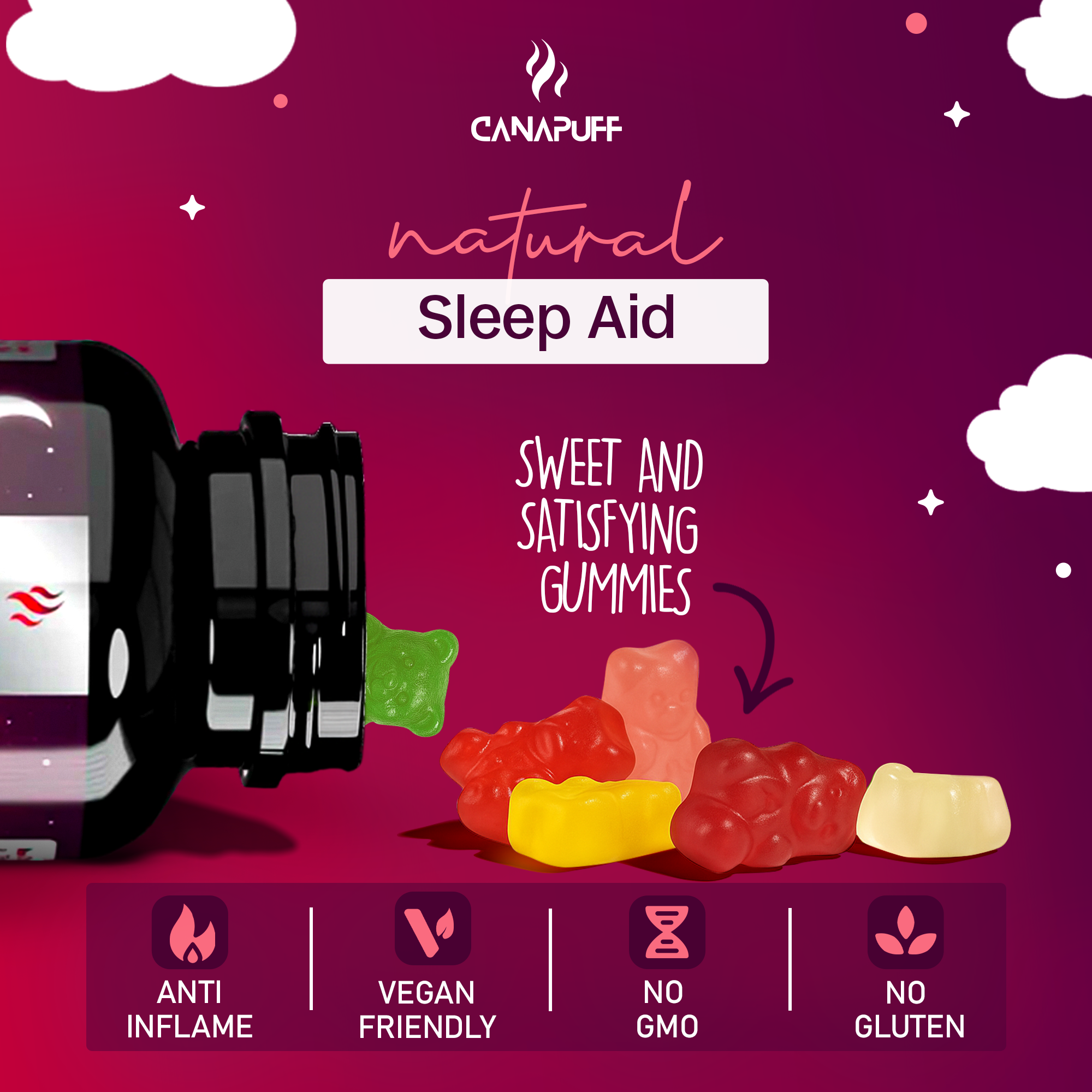 Gomas de Melatonina+CBD - Cherry-Canapuff