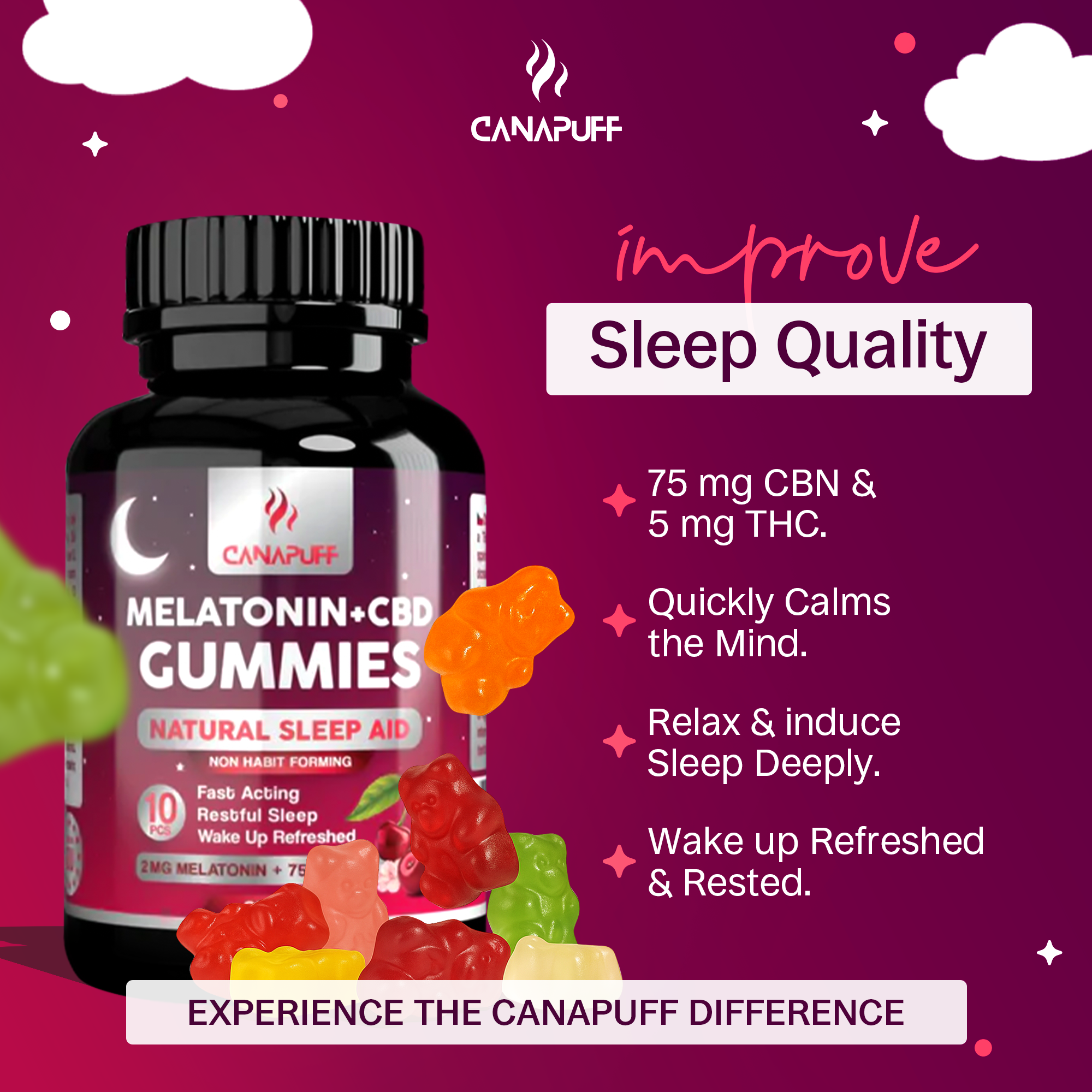 Gomas de Melatonina+CBD - Cherry-Canapuff