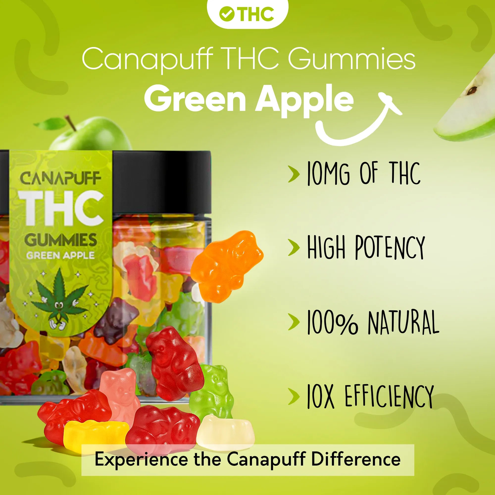 Gomas THC Maçã Verde-Canapuff