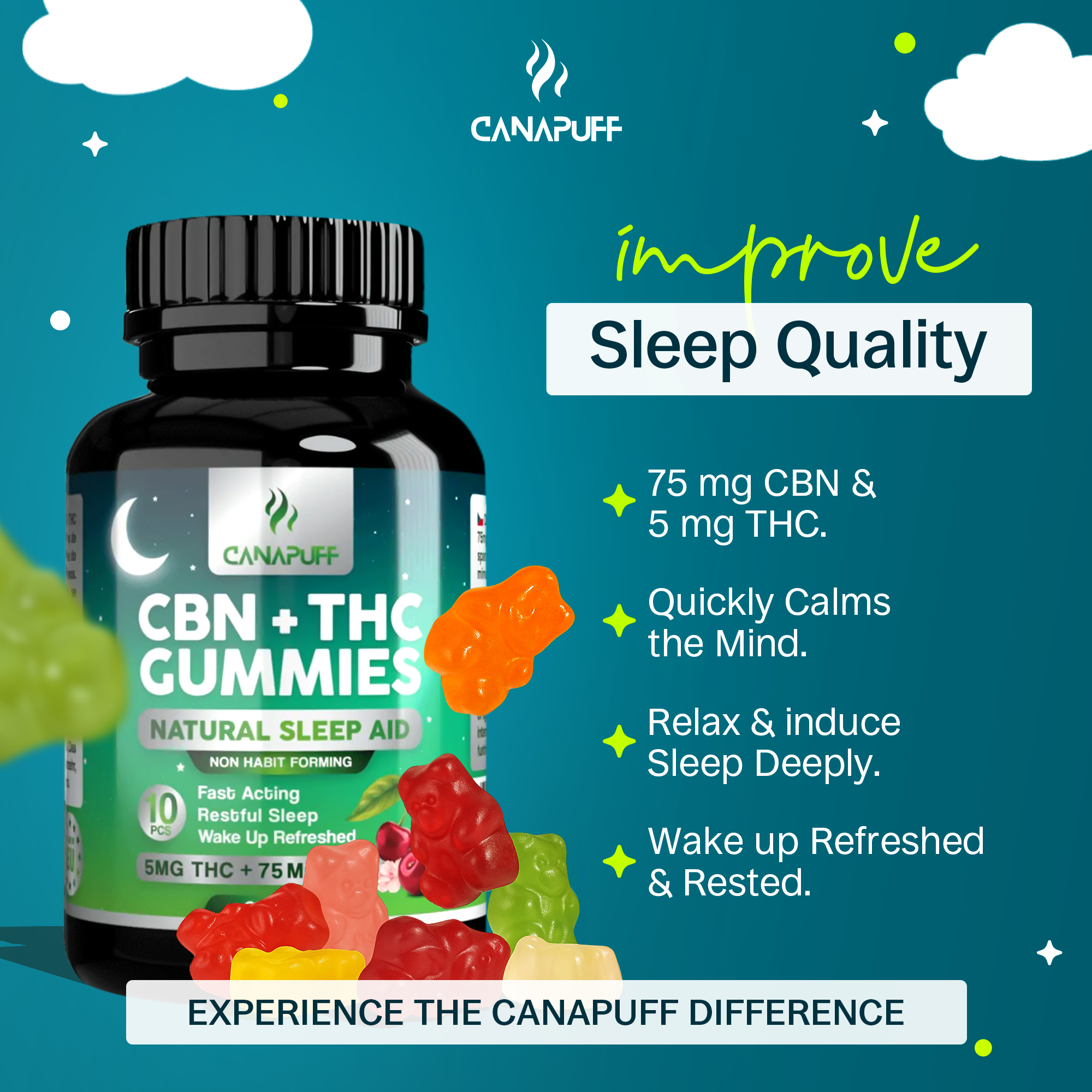 Gomas CBN+THC - Cherry-Canapuff