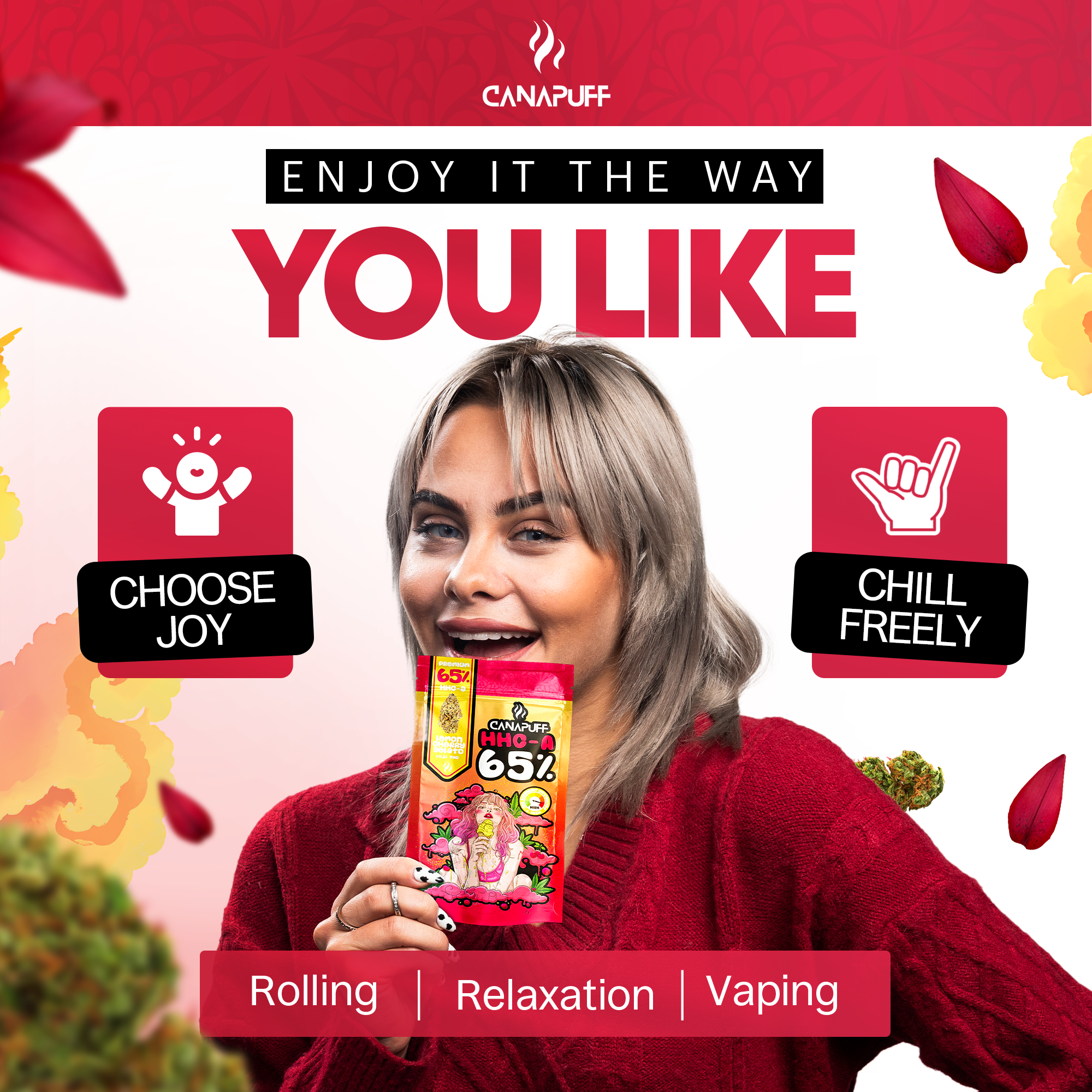 Canapuff - Lemon Cherry Gelato 65% - HHC-A Flores-Canapuff