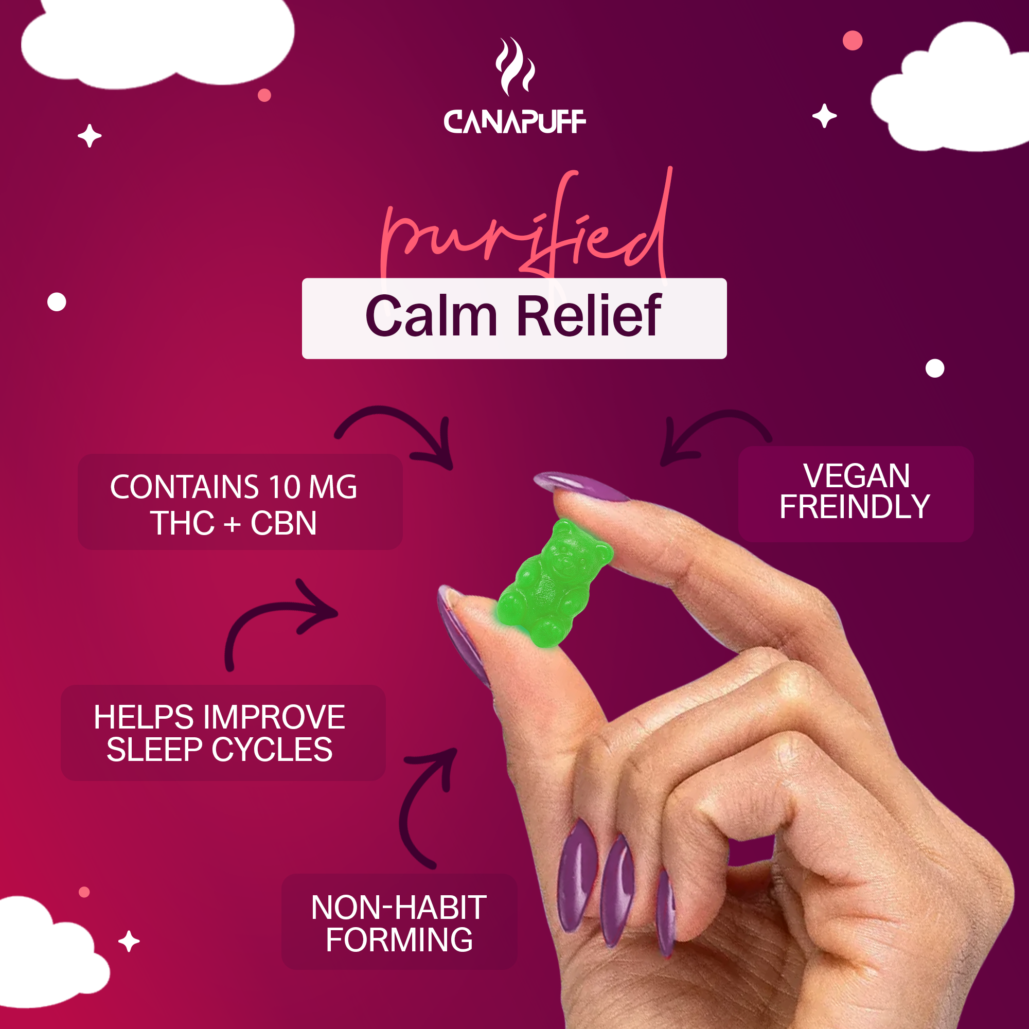 Gomas de Melatonina+CBD - Cherry-Canapuff