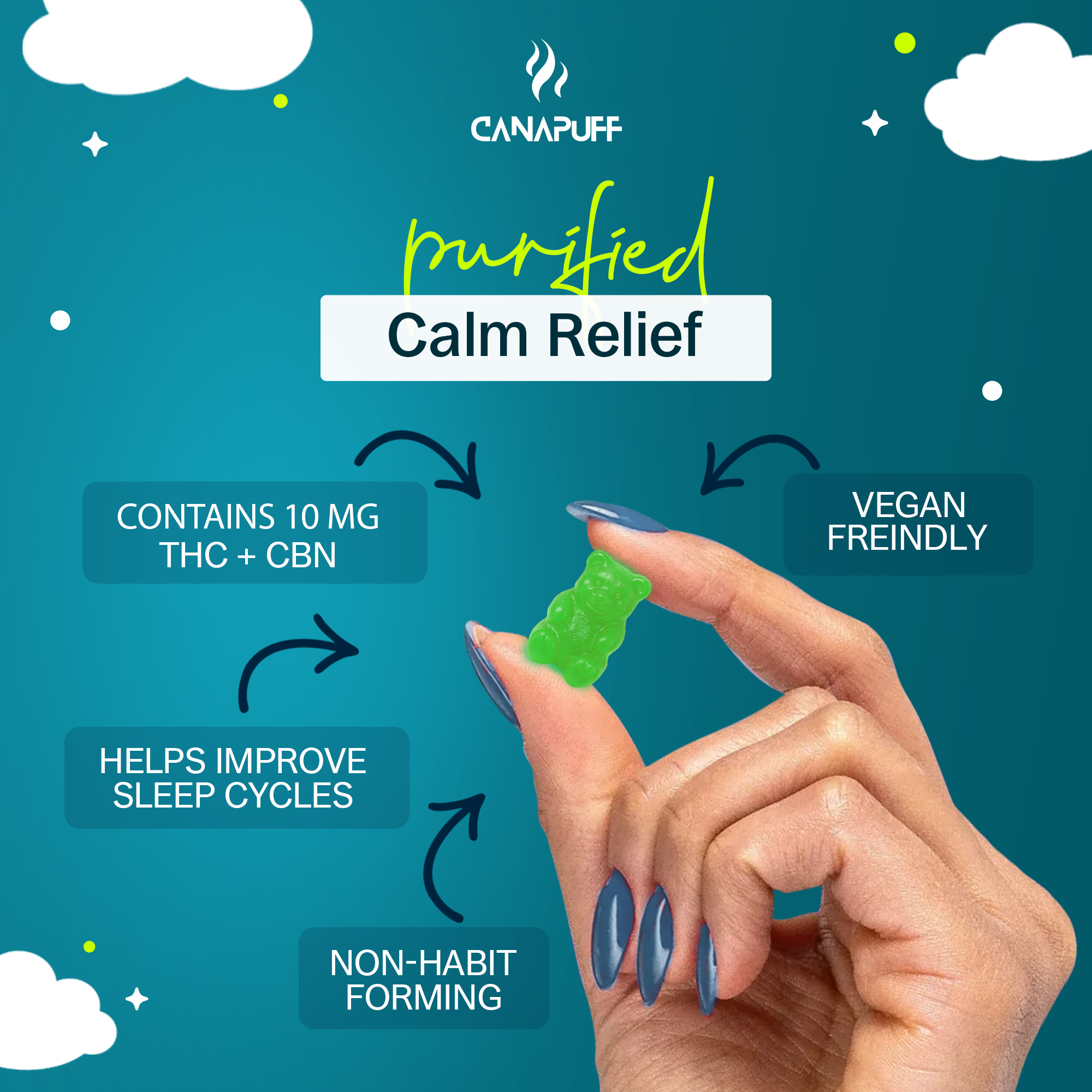 Gomas CBN+THC - Cherry-Canapuff