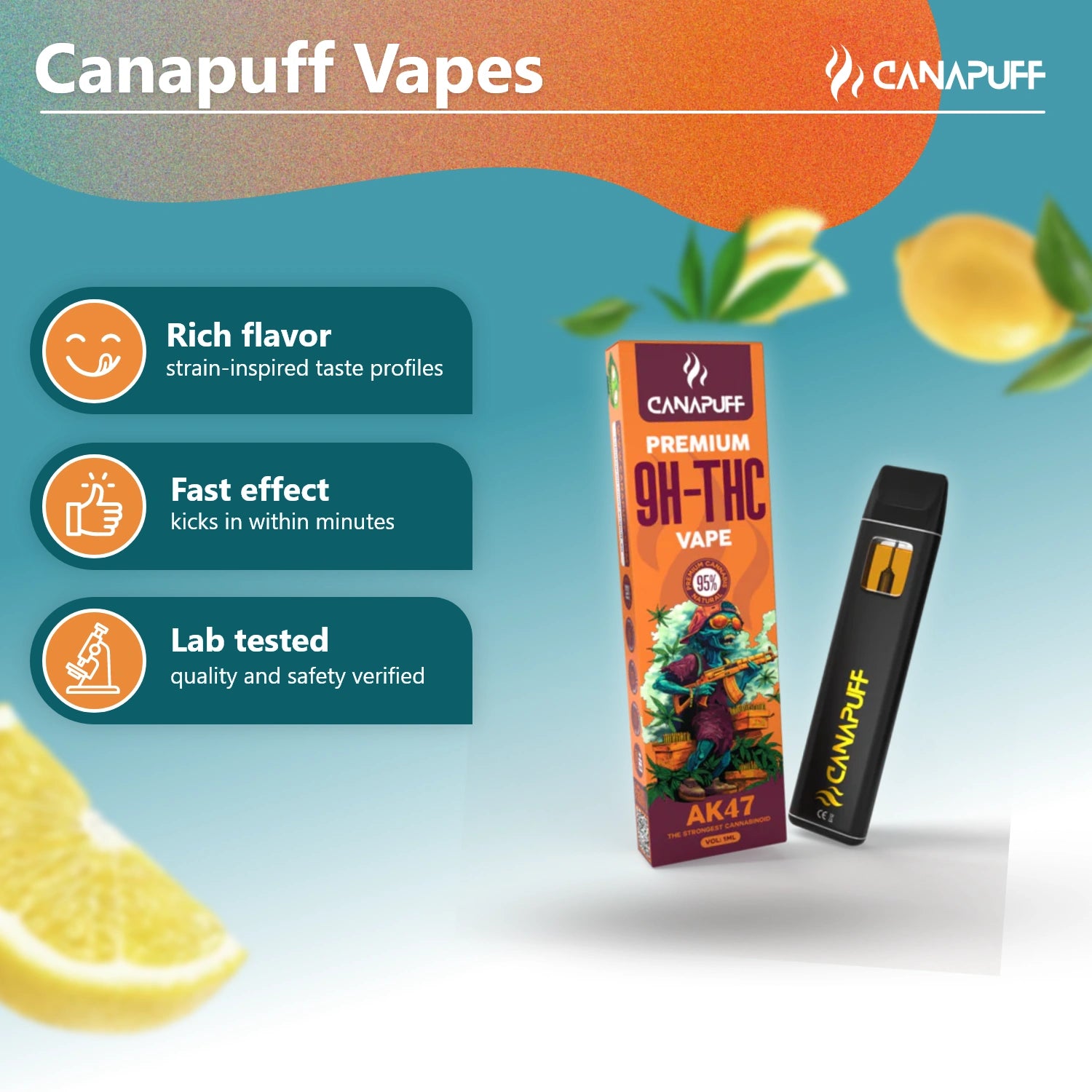 AK47 95% 9H-THC - Canapuff - Vape - 1ml