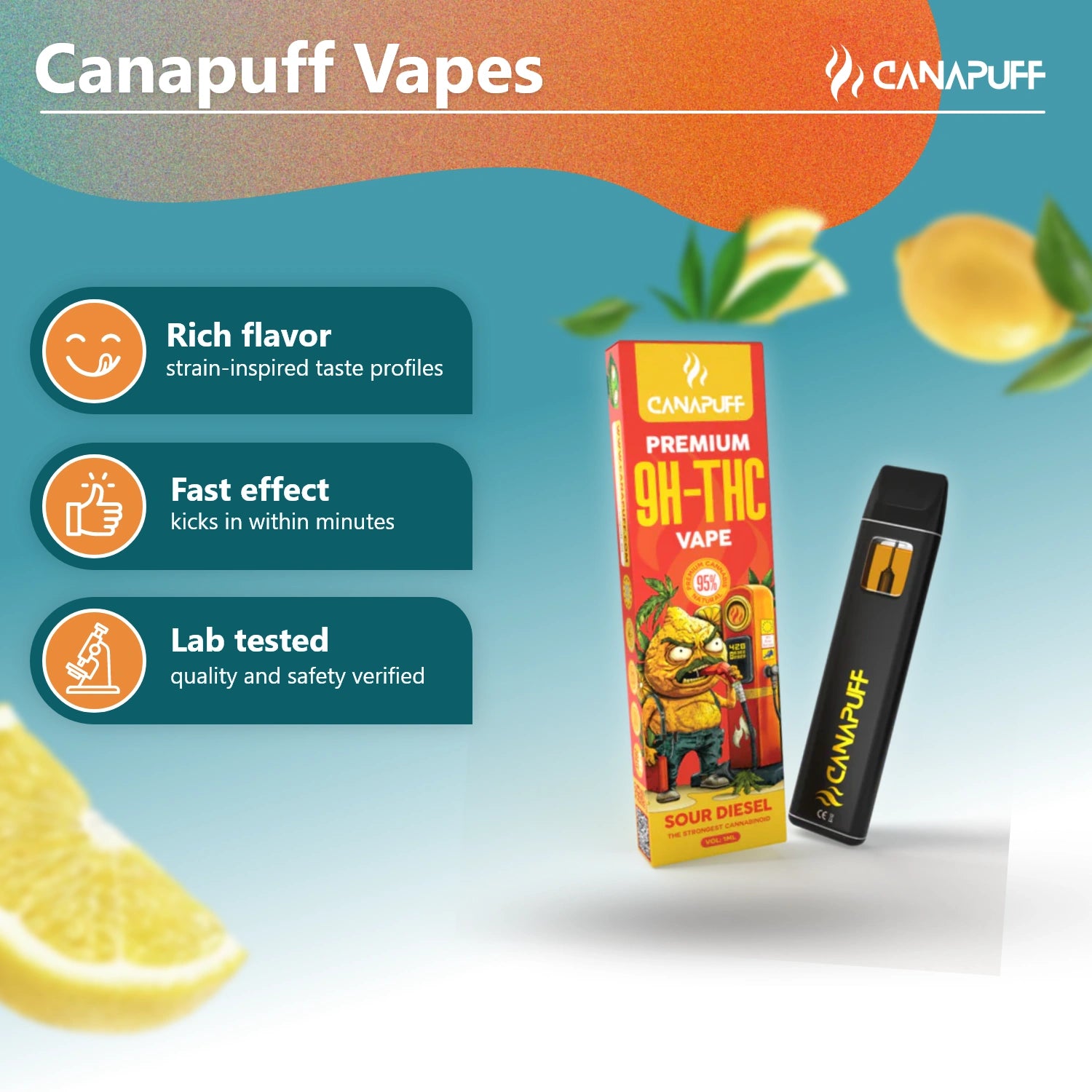 Sour Diesel 95% 9H-THC - Canapuff - Vape - 1ml