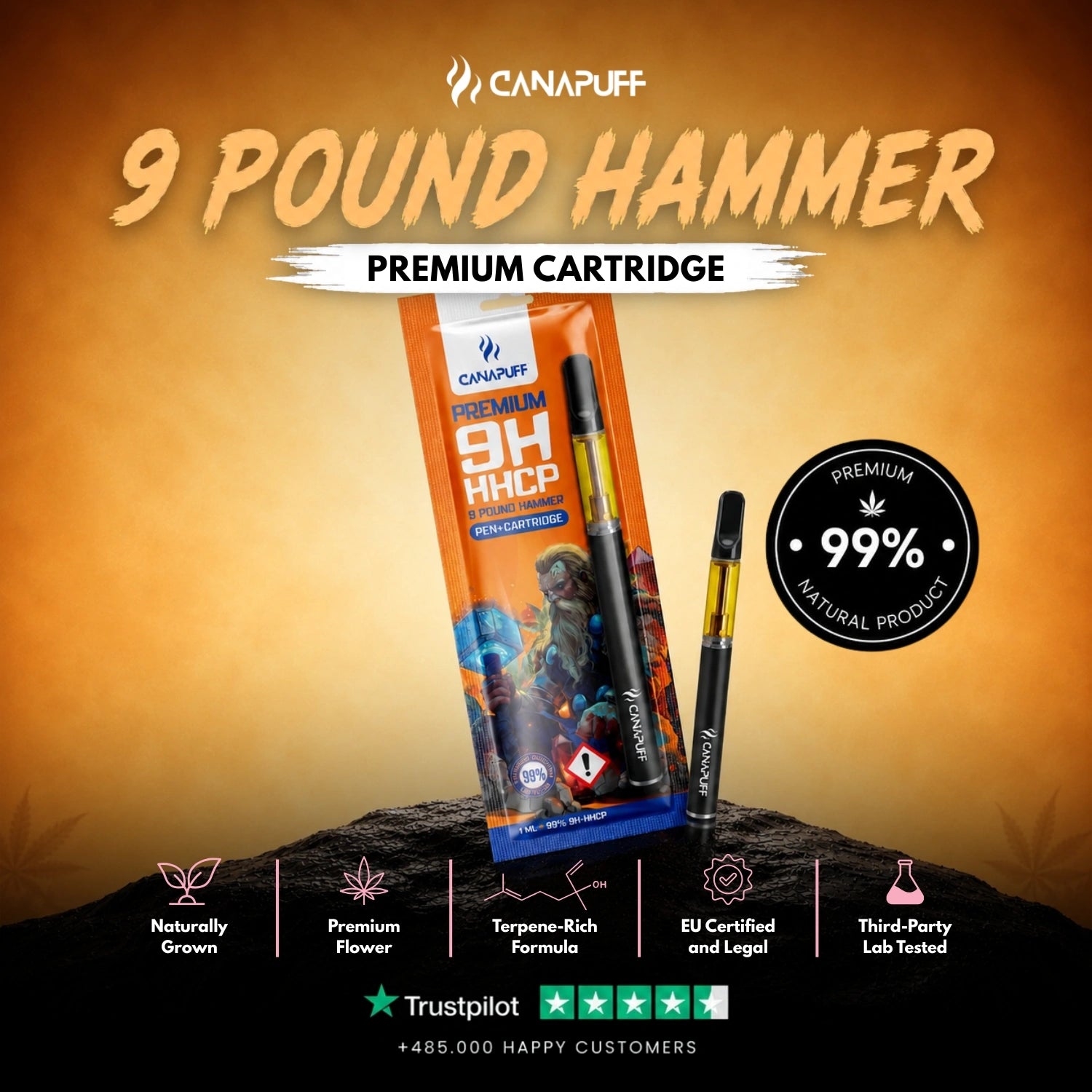 9H-HHCP Pen+Cartucho 9 Pound Hammer 99%