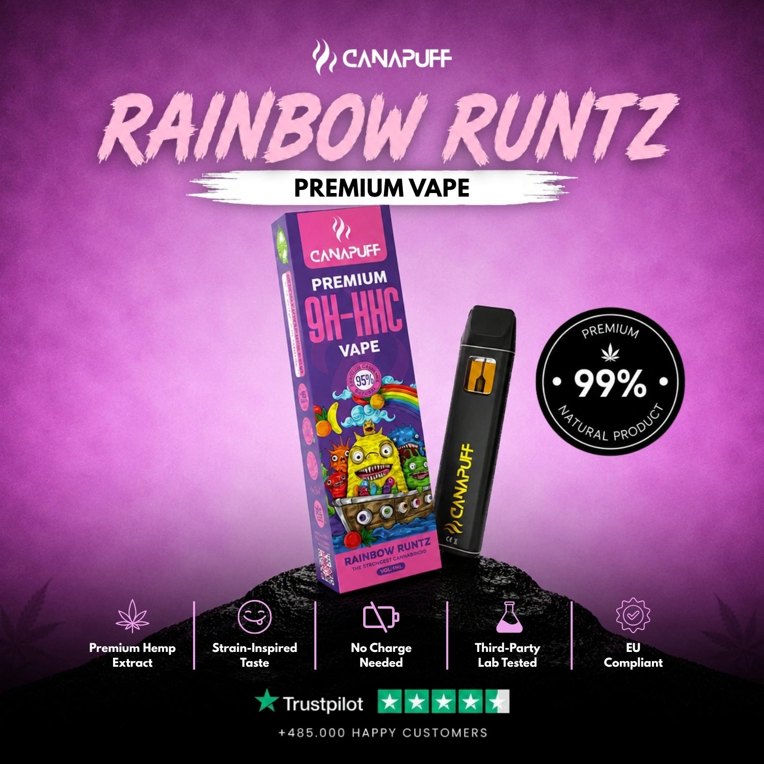 Rainbow Runtz 95% 9H-HHC - Canapuff - Vape - 1ml