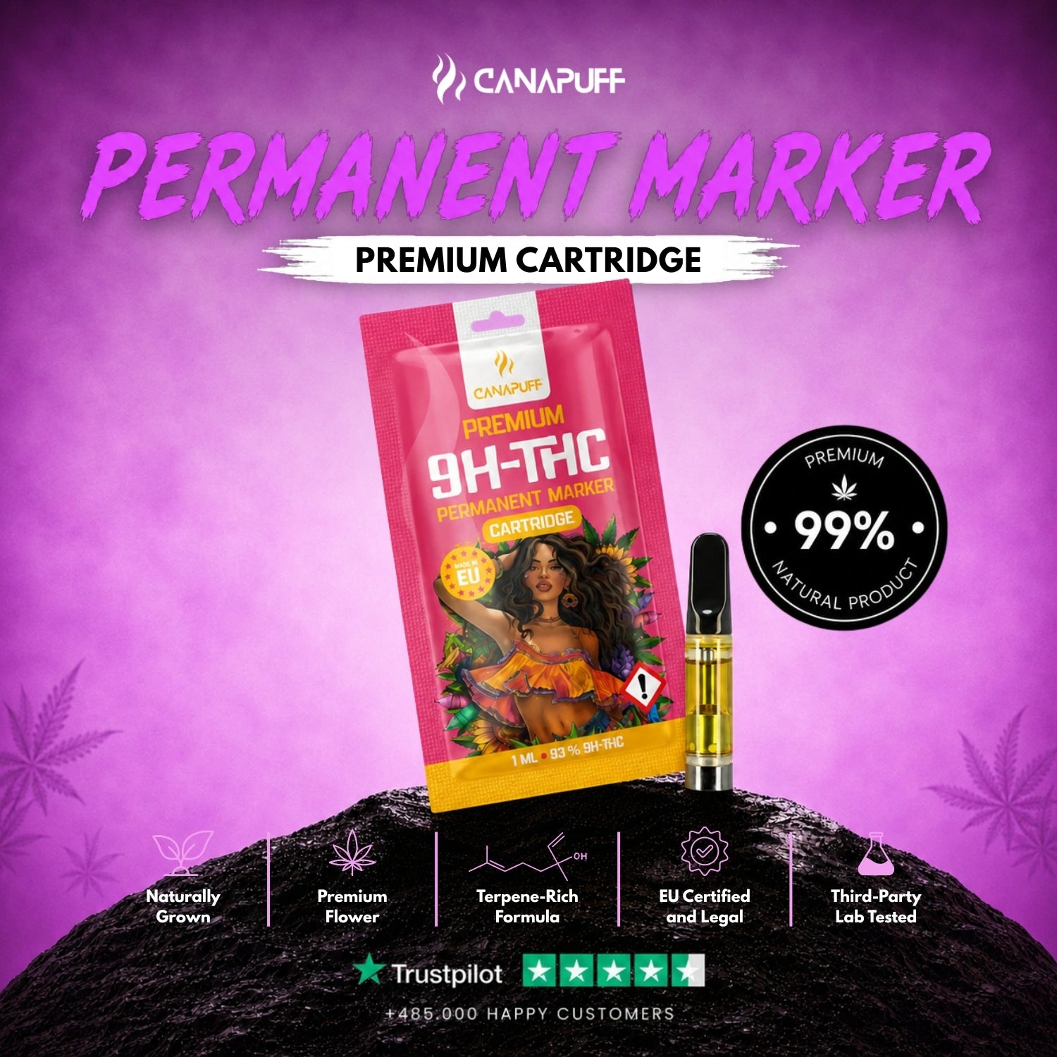9H-THC Cartucho Permanent Marker 95%