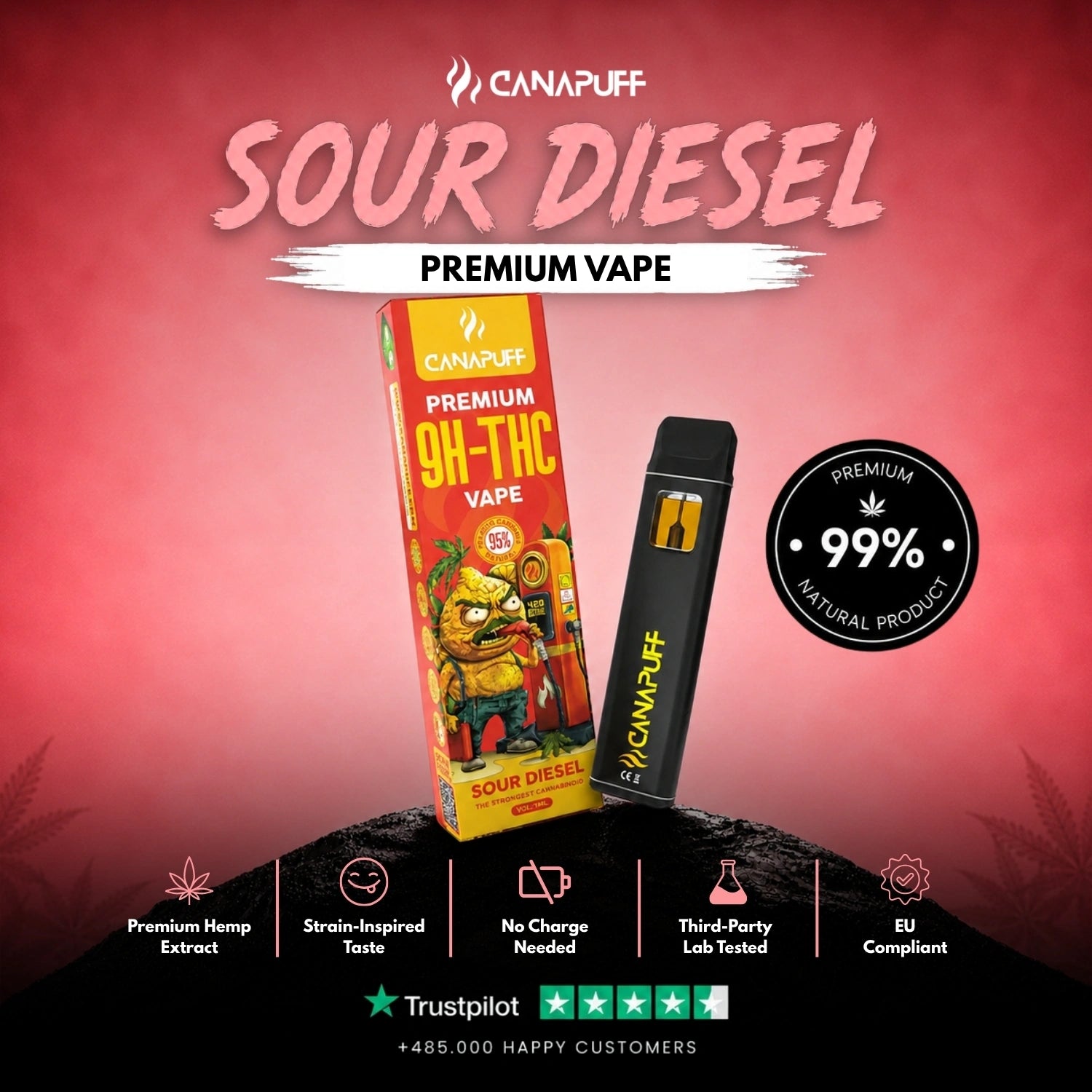 Sour Diesel 95% 9H-THC - Canapuff - Vape - 1ml