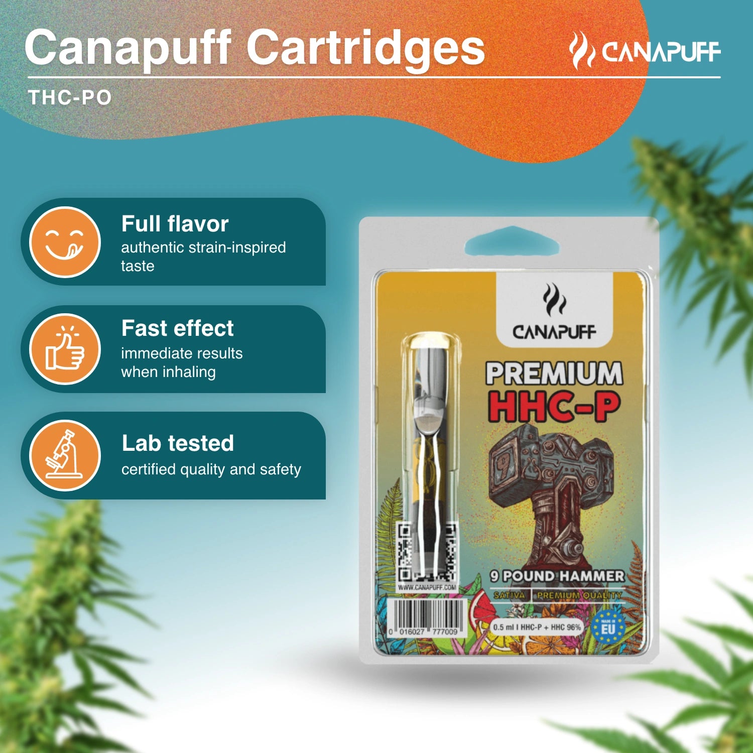 9 POUND HAMMER - HHC-P 96% - cartucho - Canapuff