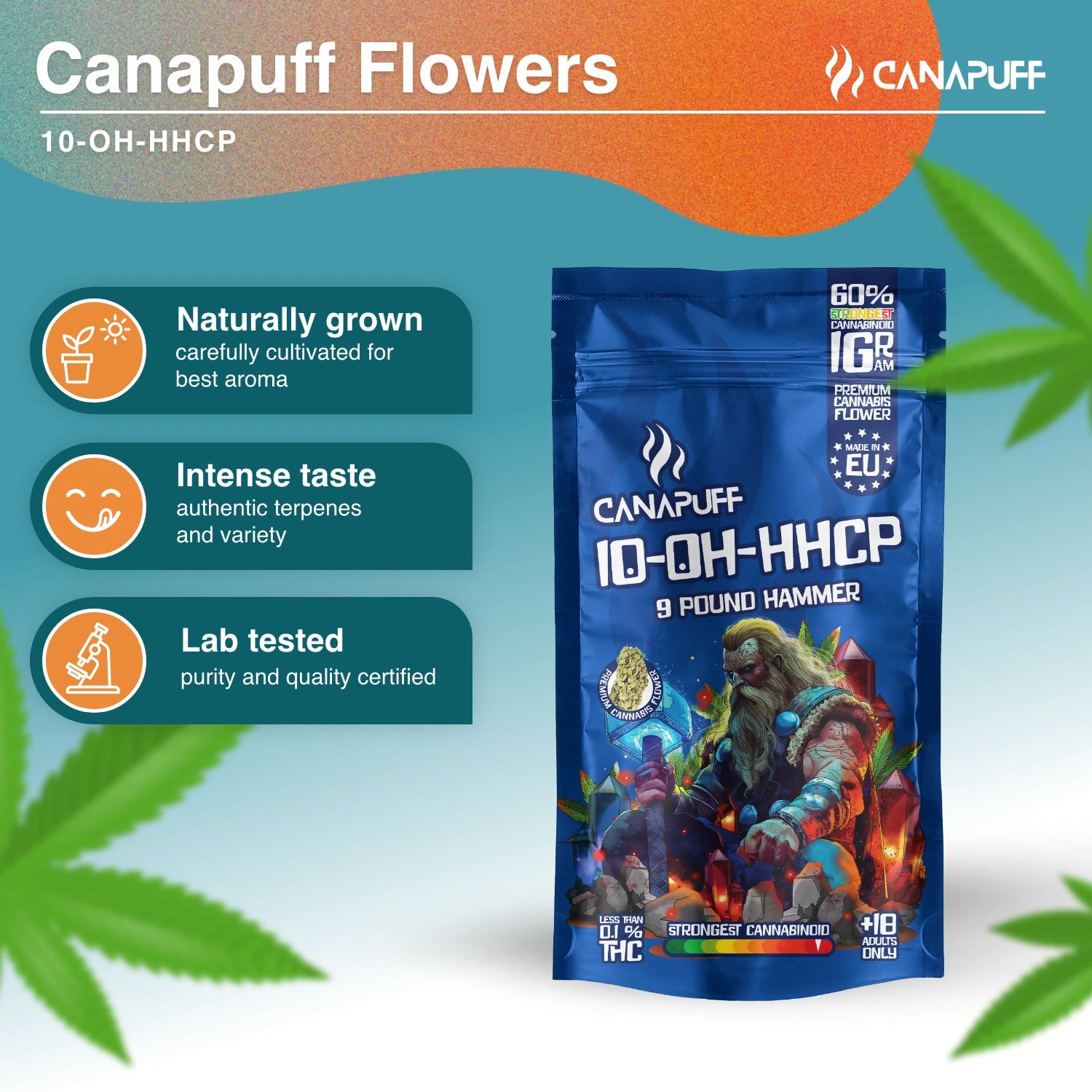 9 Pound Hammer 60% - 10-OH-HHCP Flores - Canapuff