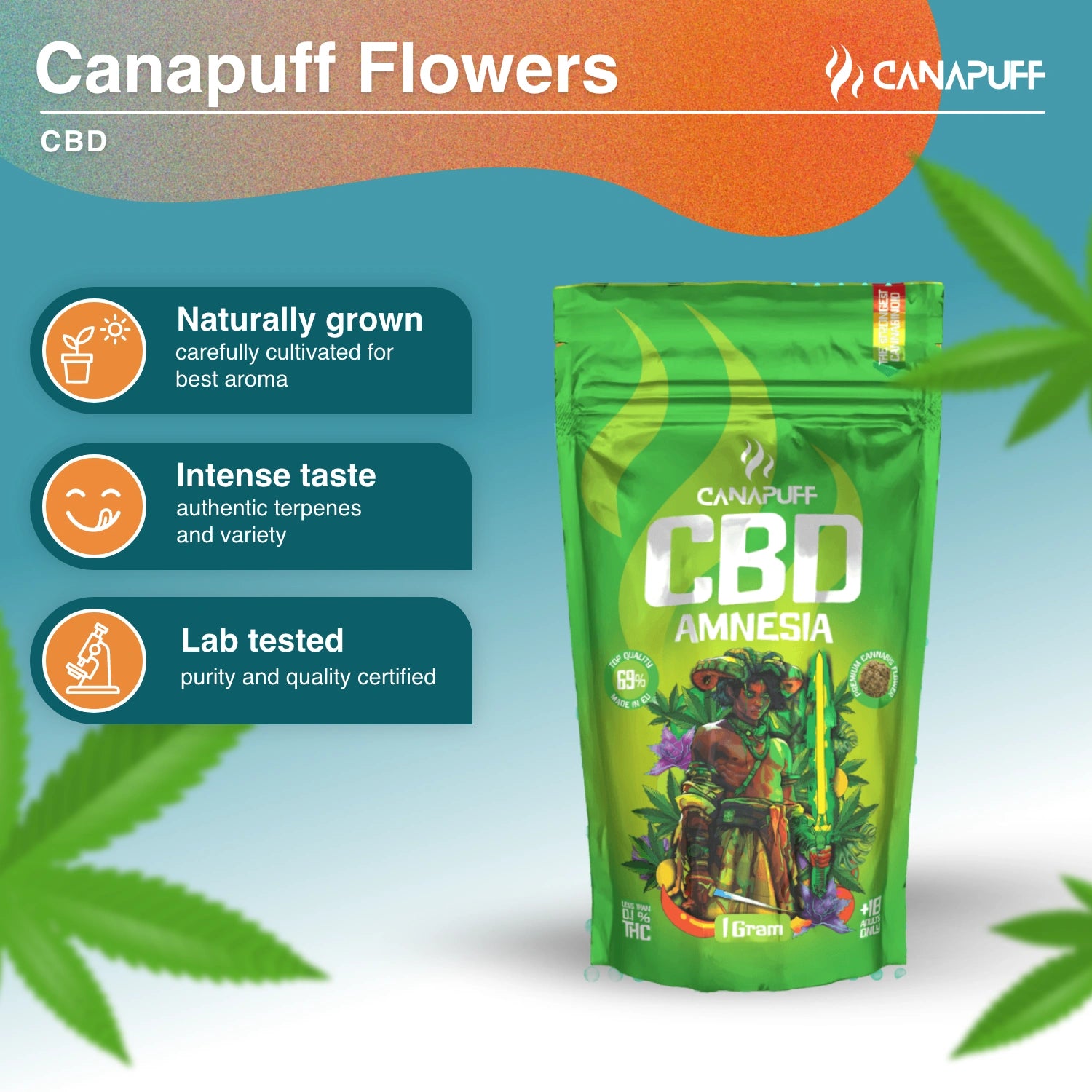 Amnesia 69% - Flores de CBD - Canapuff