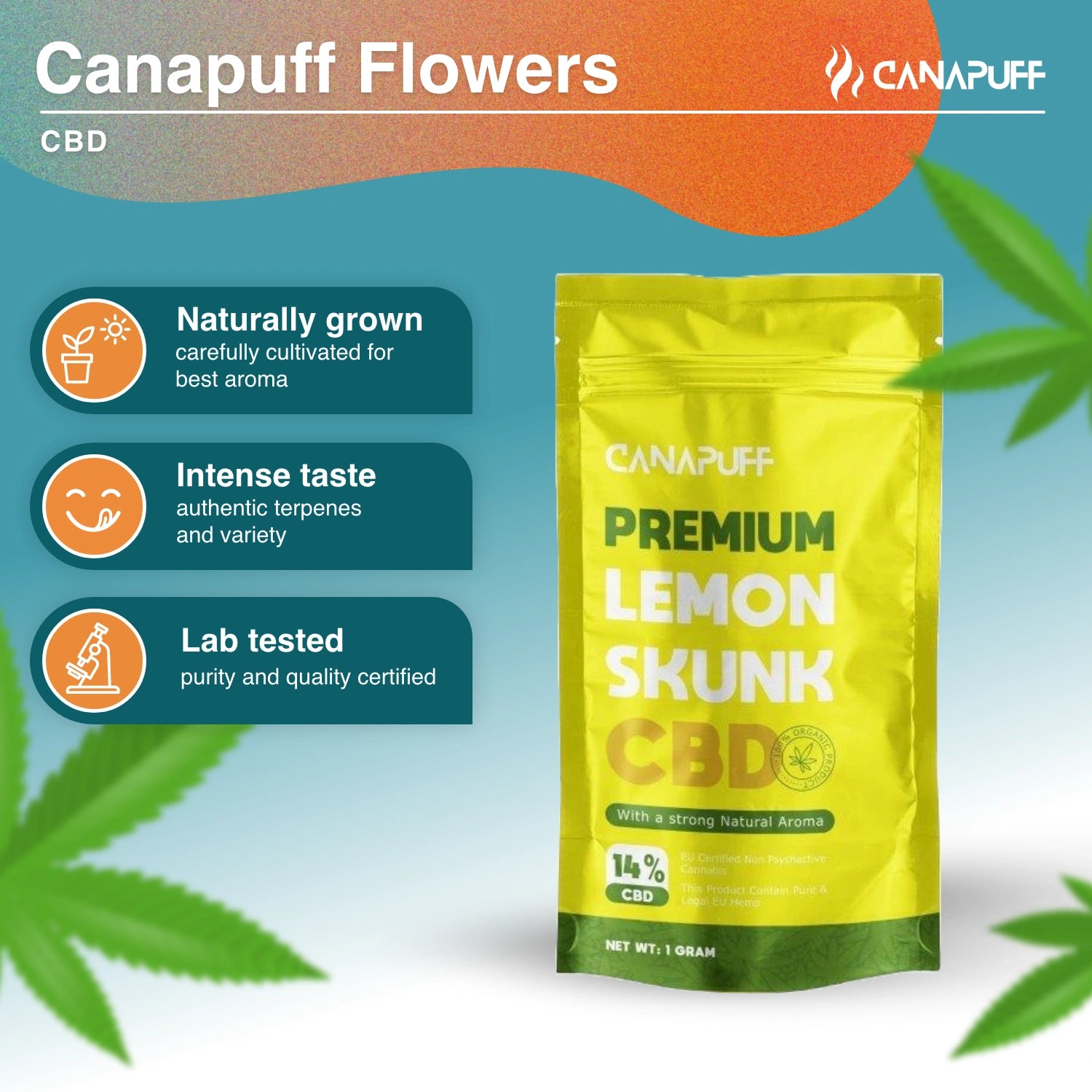 Lemon Skunk 14% - Flores de CBD - Canapuff