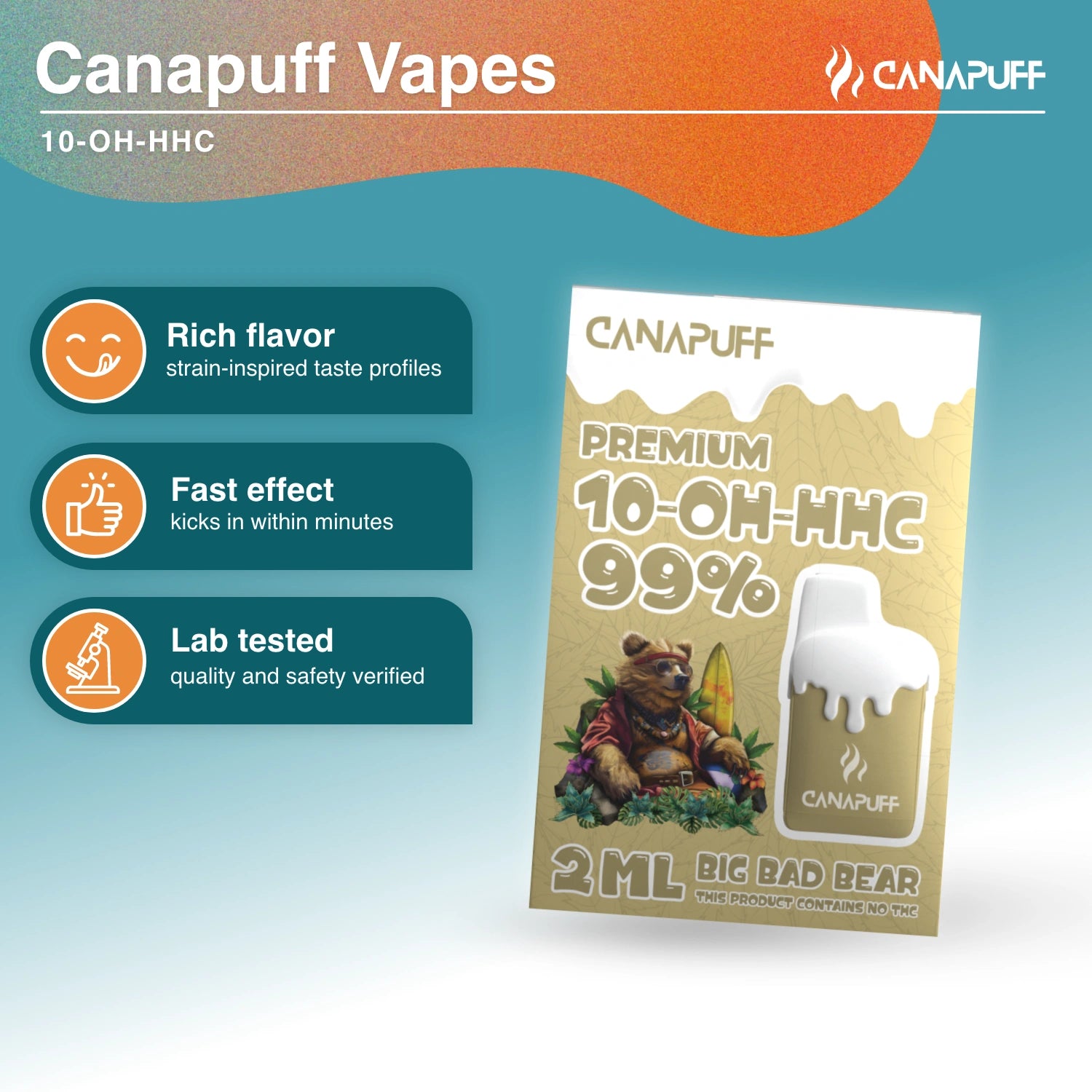 Big Bad Bear 99% 10-OH-HHC - Vaporizador - 2ml - Canapuff