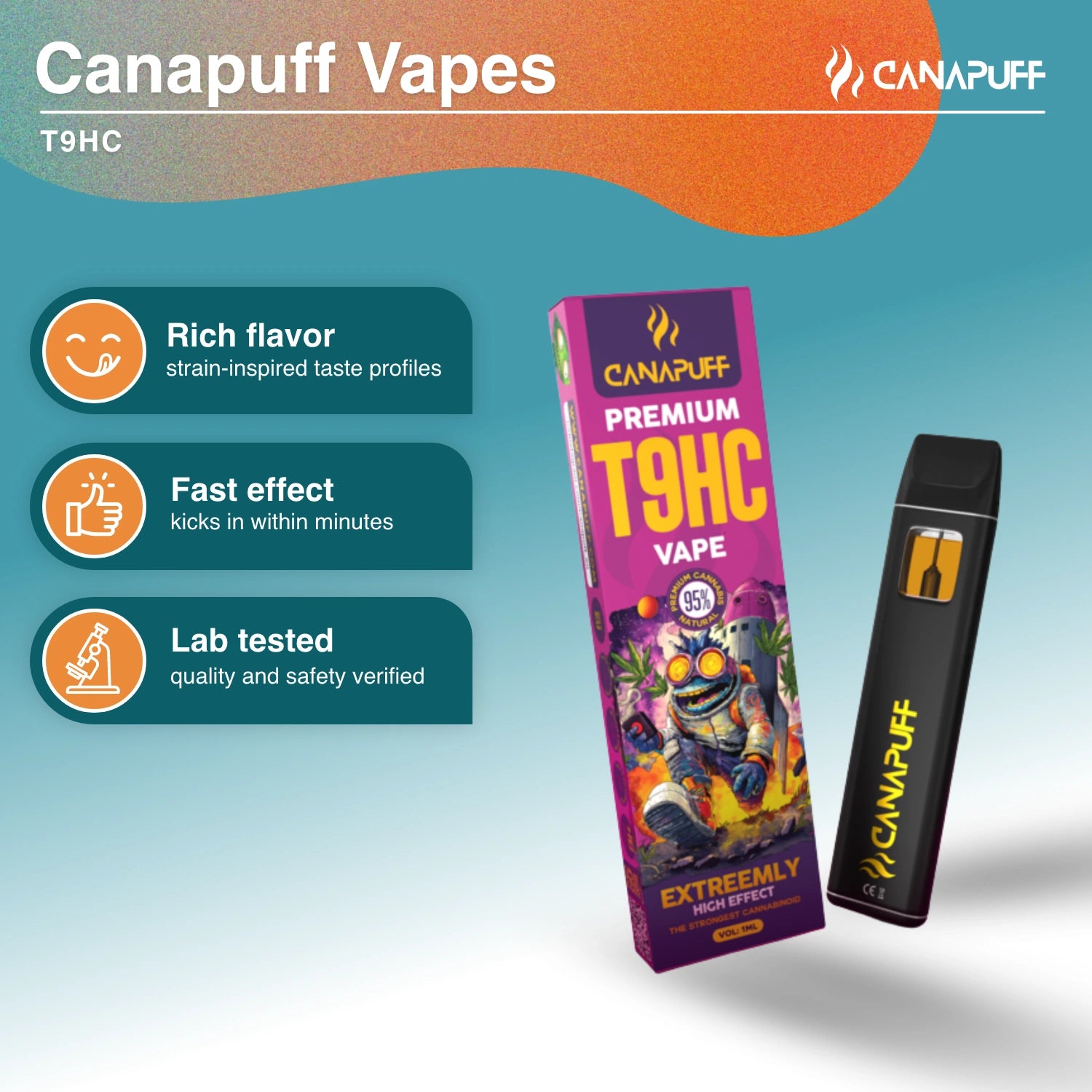 Extremamente 95% T9HC – Vape – 1ml - Canapuff