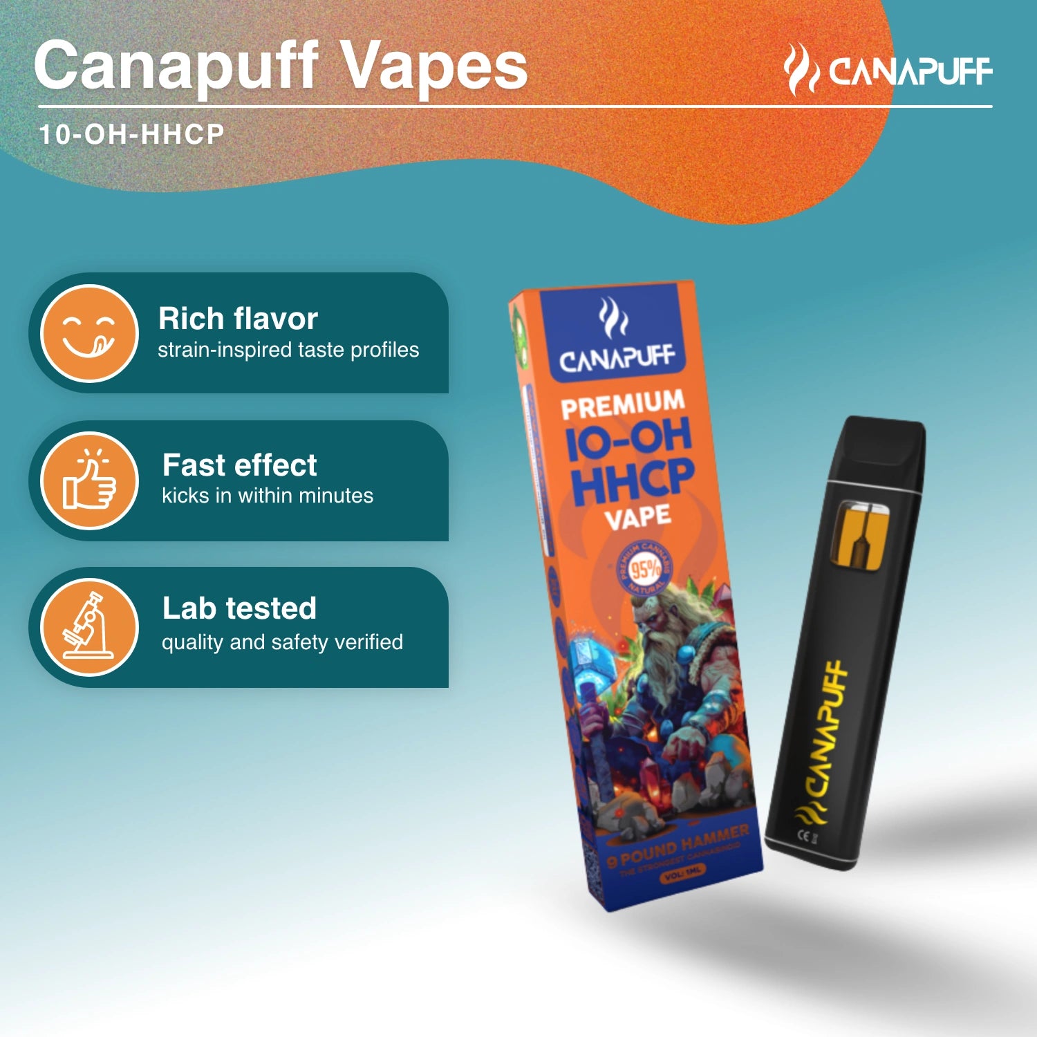 9 Pound Hammer 95% 10-OH-HHCP - Vaporizador - 1ml - Canapuff