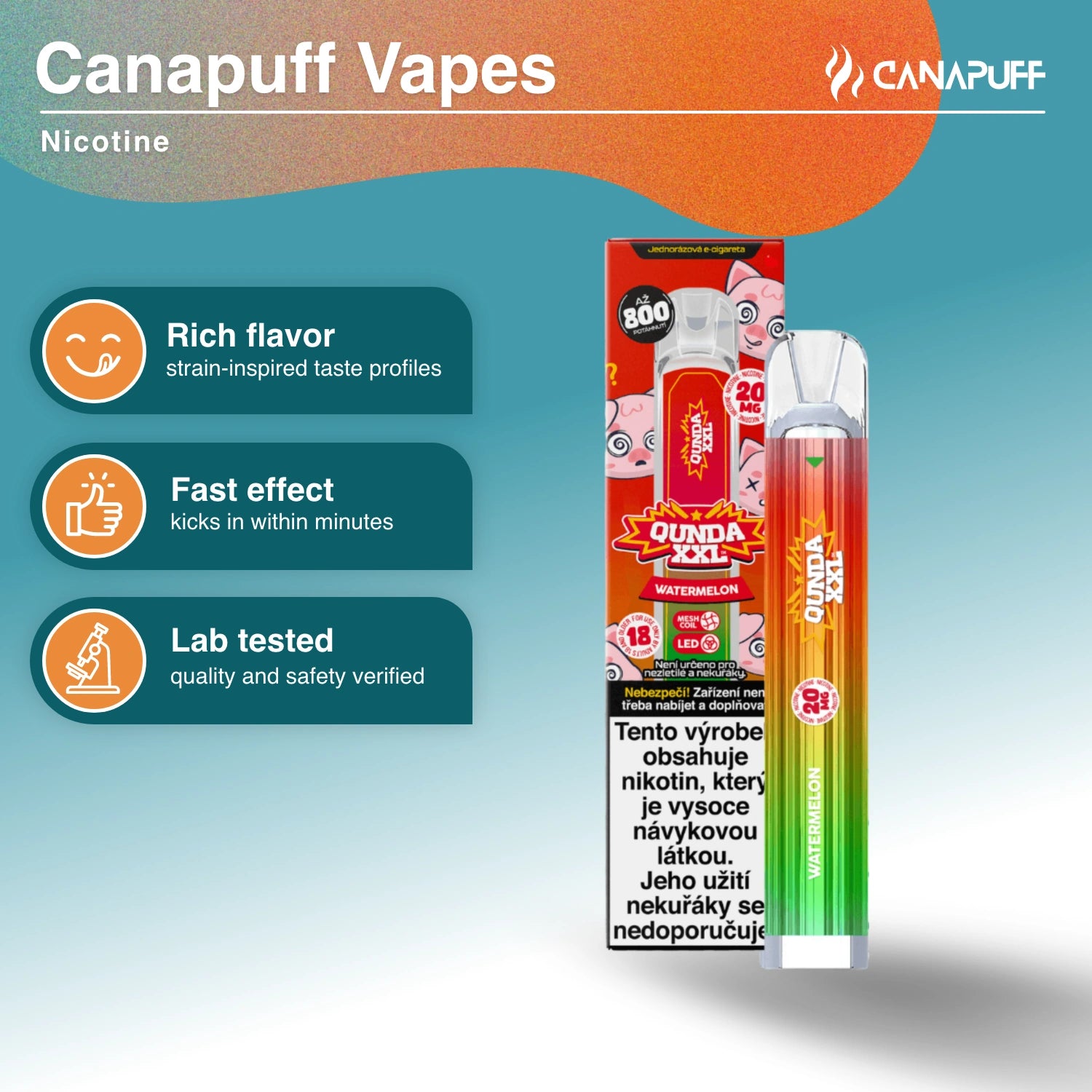 Qunda XXL Watermelon - Vape de Nicotina - Canapuff
