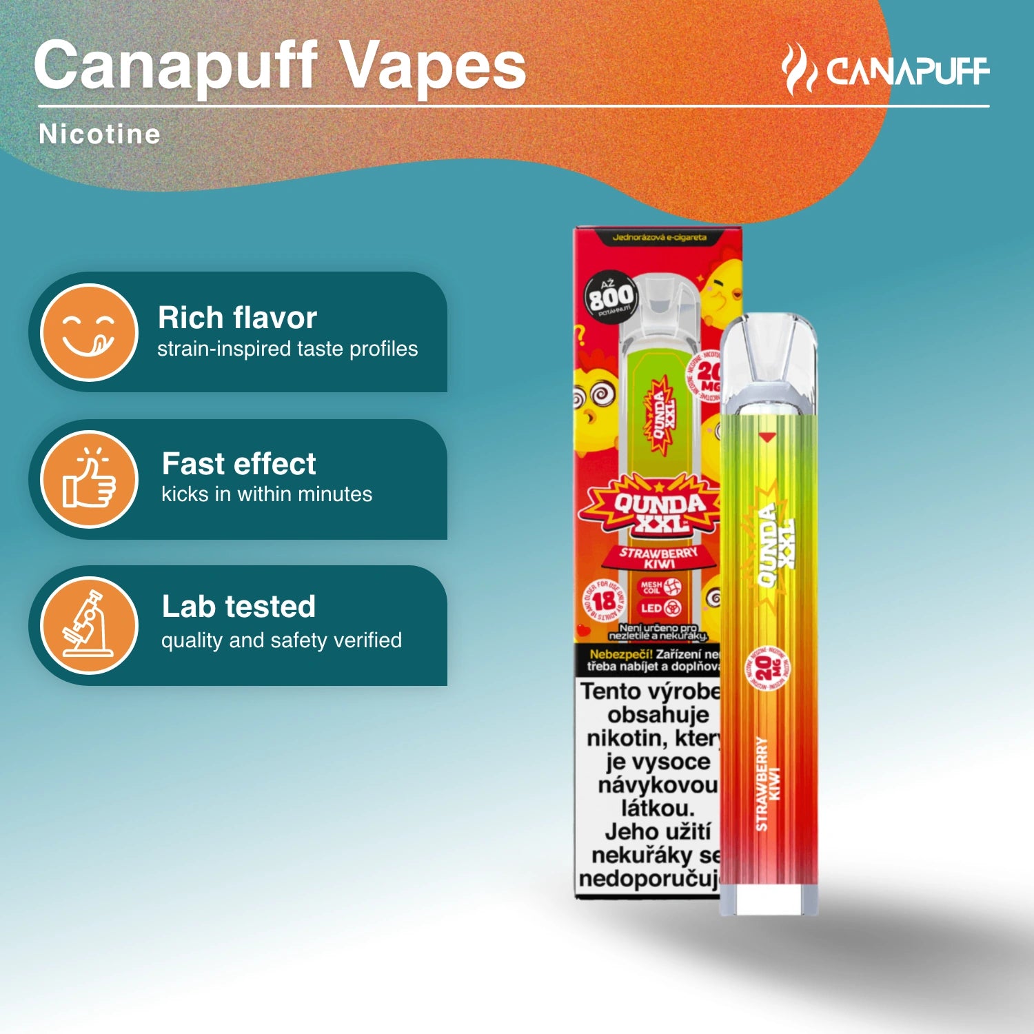 Qunda XXL Morango Kiwi - Nicotine Vape - Canapuff