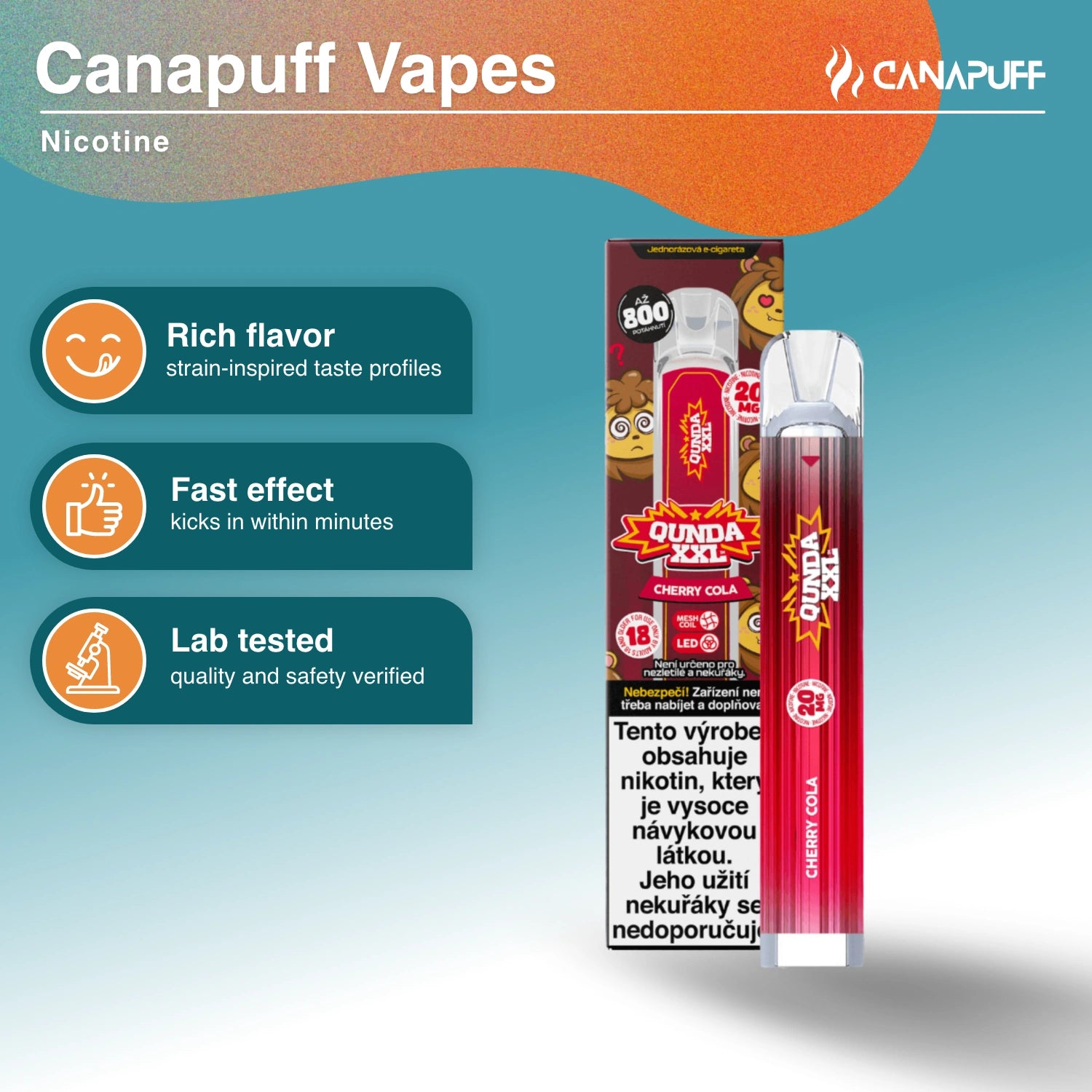 Qunda XXL Cherry Cola - Vape de Nicotina - Canapuff