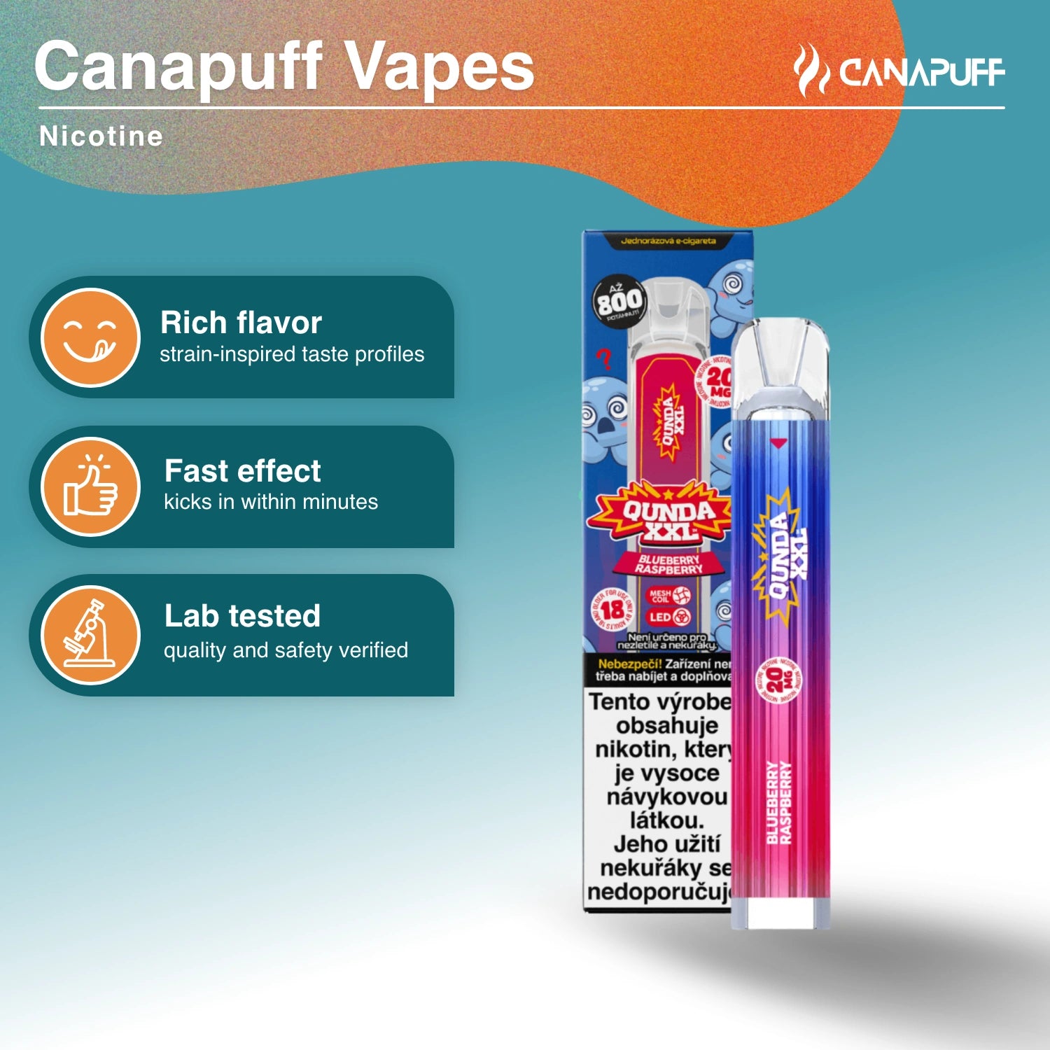 Qunda XXL Mirtilo Framboesa - Nicotine Vape - Canapuff