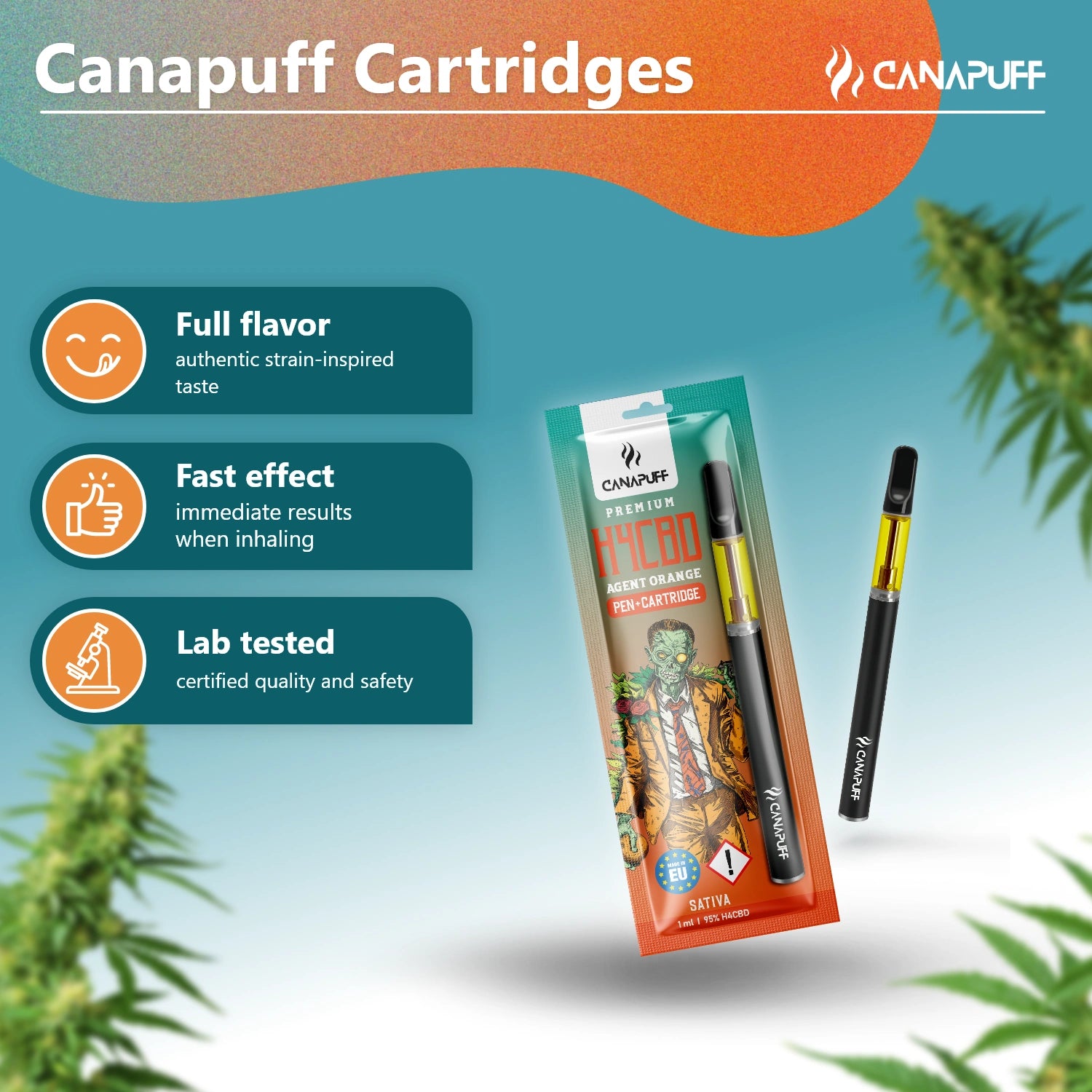 H4CBD Pen+Cartucho Agent Orange 95%