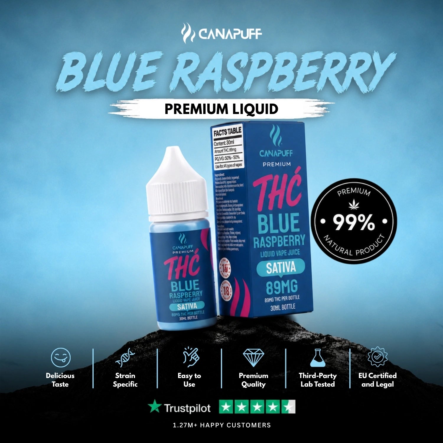 Delta 9 liquid Framboesa Azul 89 mg 30 ml