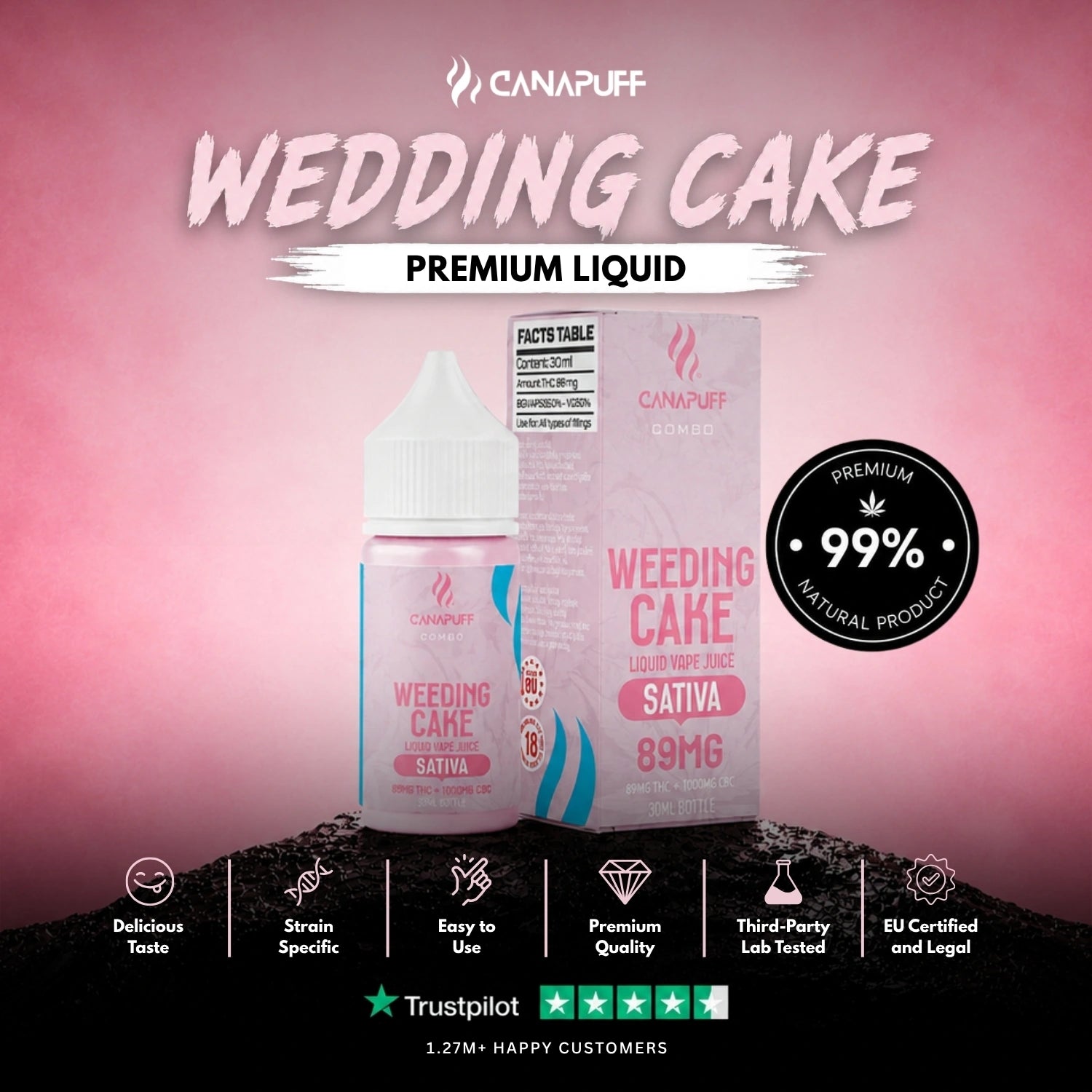 Delta 9 Liquid 89mg 1000mg CBC Weeding Cake 30ml