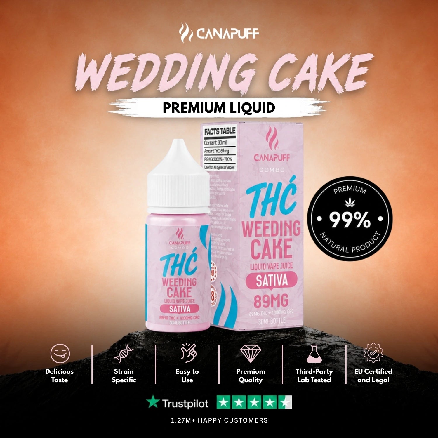 Delta 9 Liquid 89mg 1000mg CBC Weeding Cake 30ml