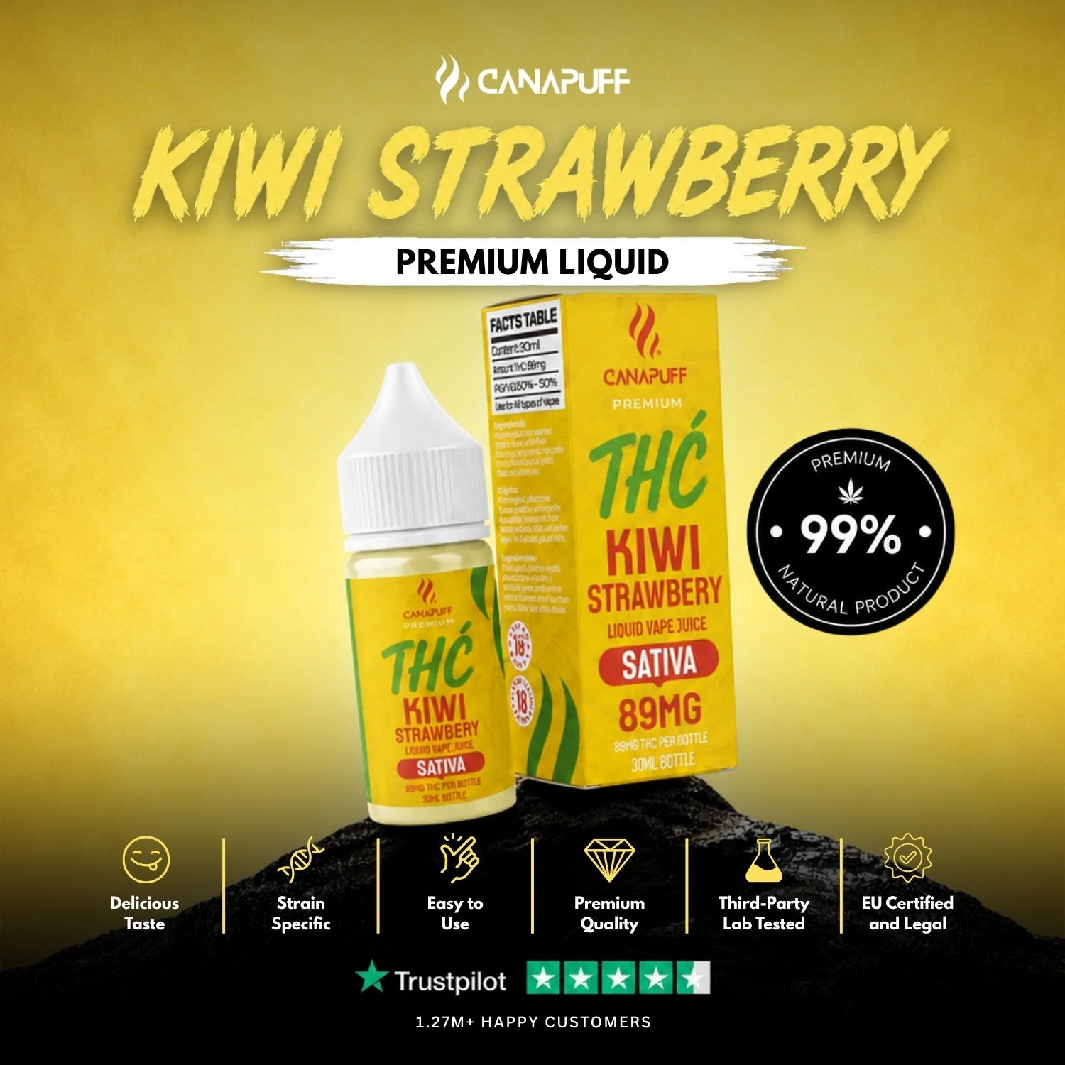 Delta 9 Liquid Kiwi Strawberry 89mg 30ml