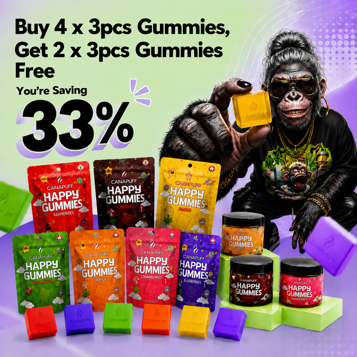 Pack de Gummies: Leve 4 e Receba 2 GRÁTIS