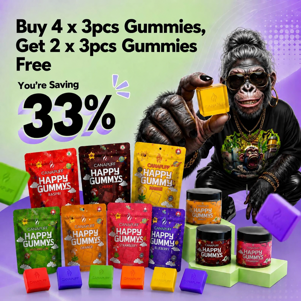 Pack de Gummies: Leve 4 e Receba 2 GRÁTIS