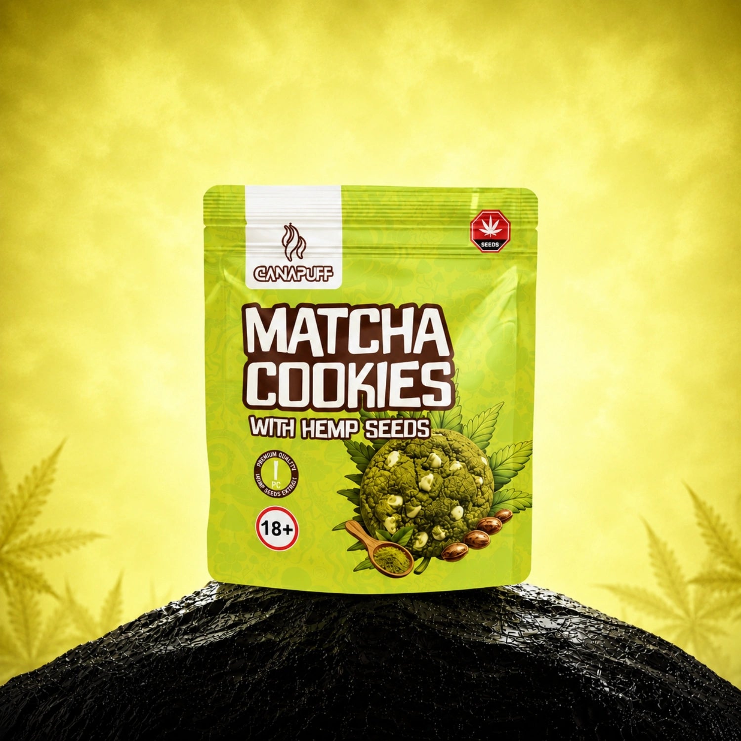 Matcha Cookies com sementes de cânhamo