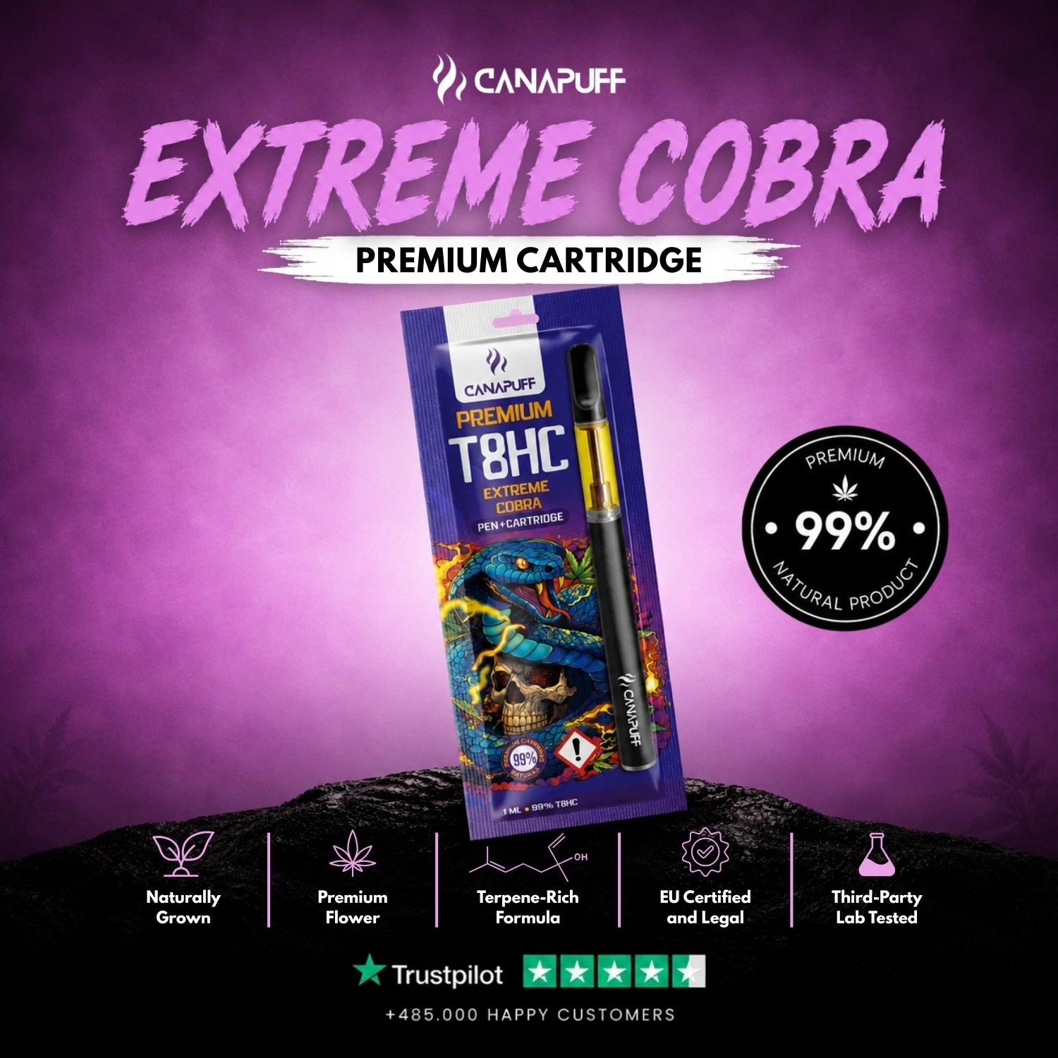 T8HC Pen + Cartucho Extreme Cobra 99%