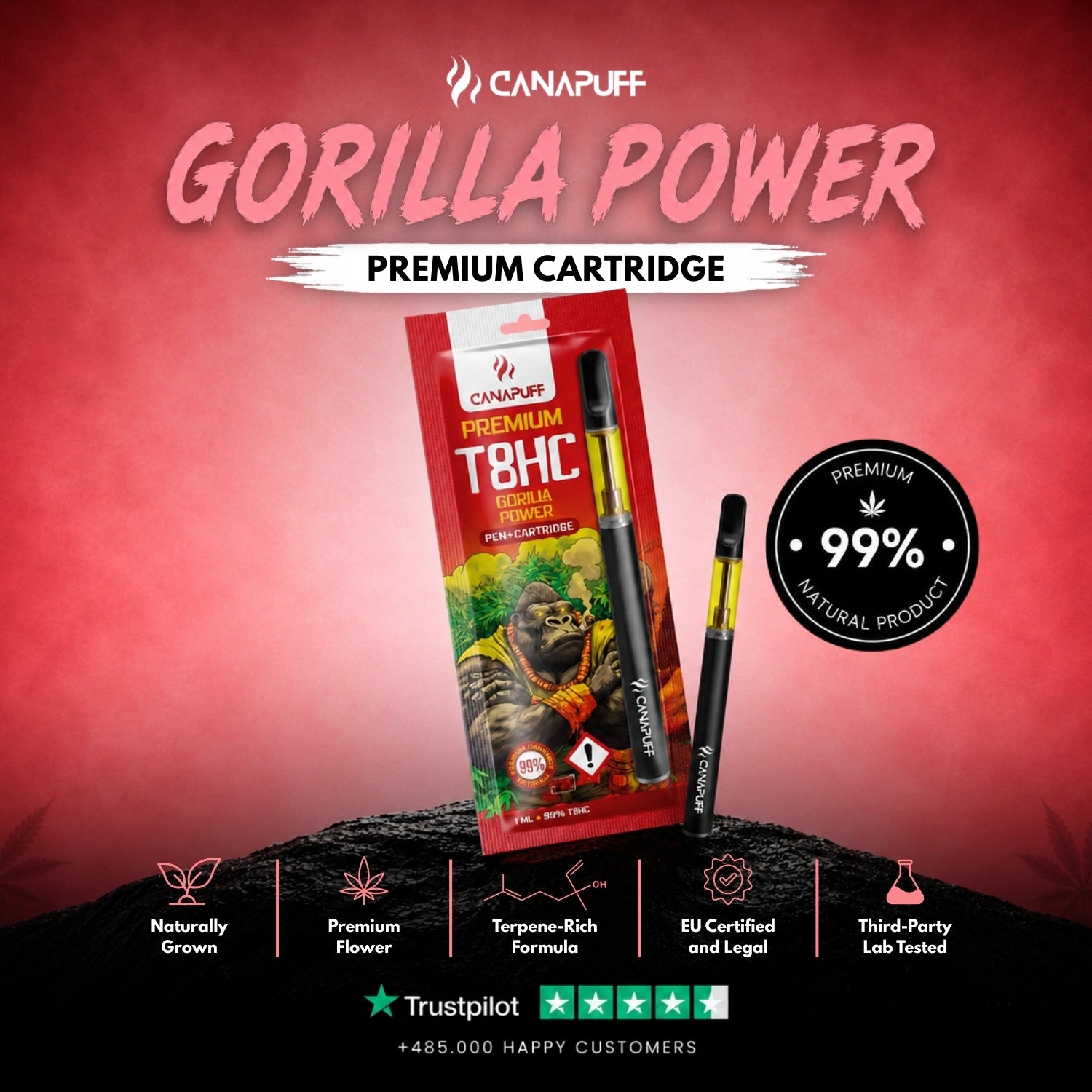 Caneta + Cartucho T8HC Gorilla Power 99%