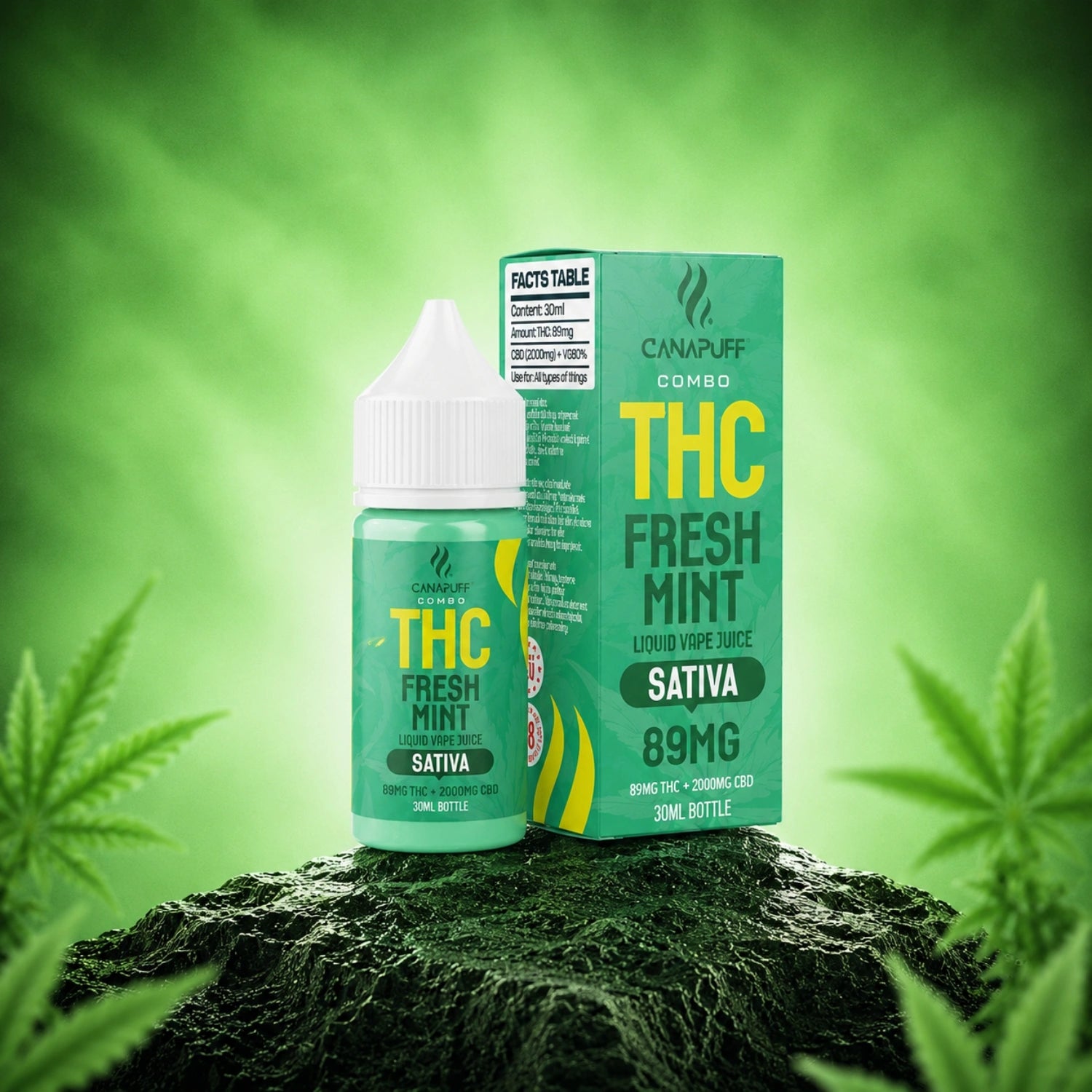 THC Liquid 89mg 2000mg CBD Fresh Mint 30ml