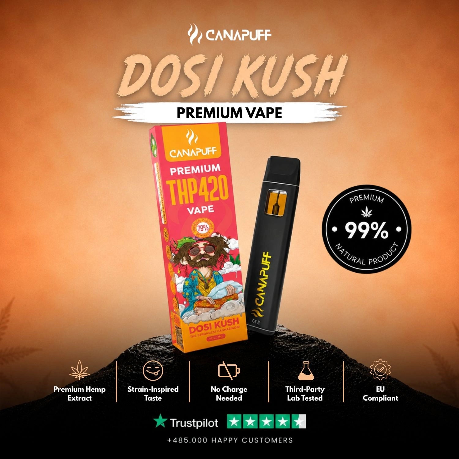 THP420 Vape Dosi Kush 79% 1ml