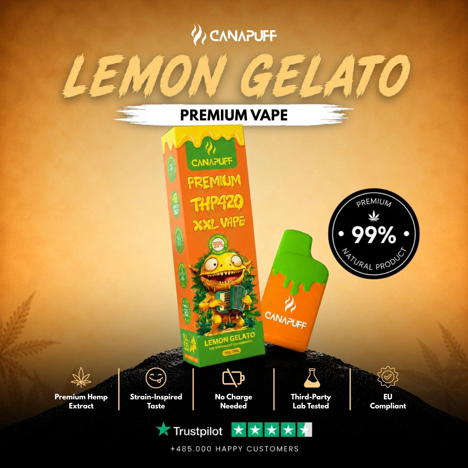 THP420 Vape Lemon Gelato 99% 2ml