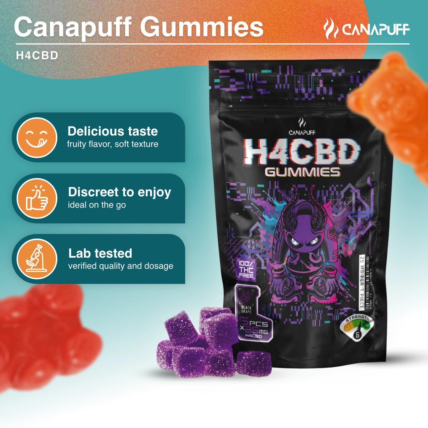 Gomas H4CBD - Uva Preta - Canapuff