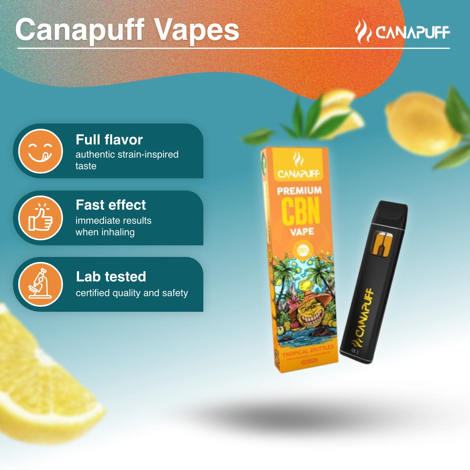 Tropical Zkittles 89% CBN - CanaPuff - Vape - 1ml