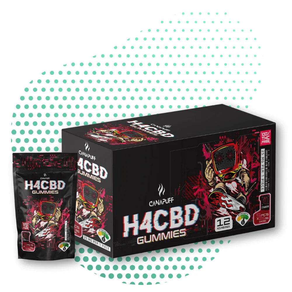 embalagem de gomas canapuff h4cbd morango