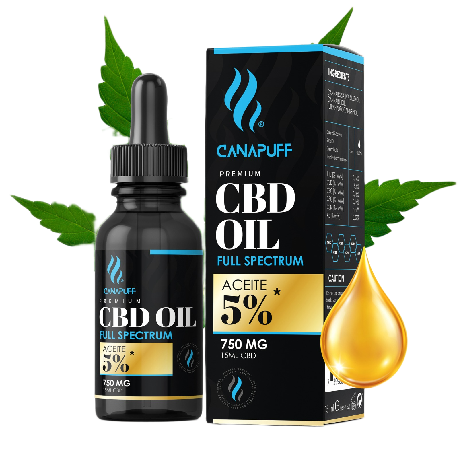 CBD Óleo de espectro completo 5% 15 ml