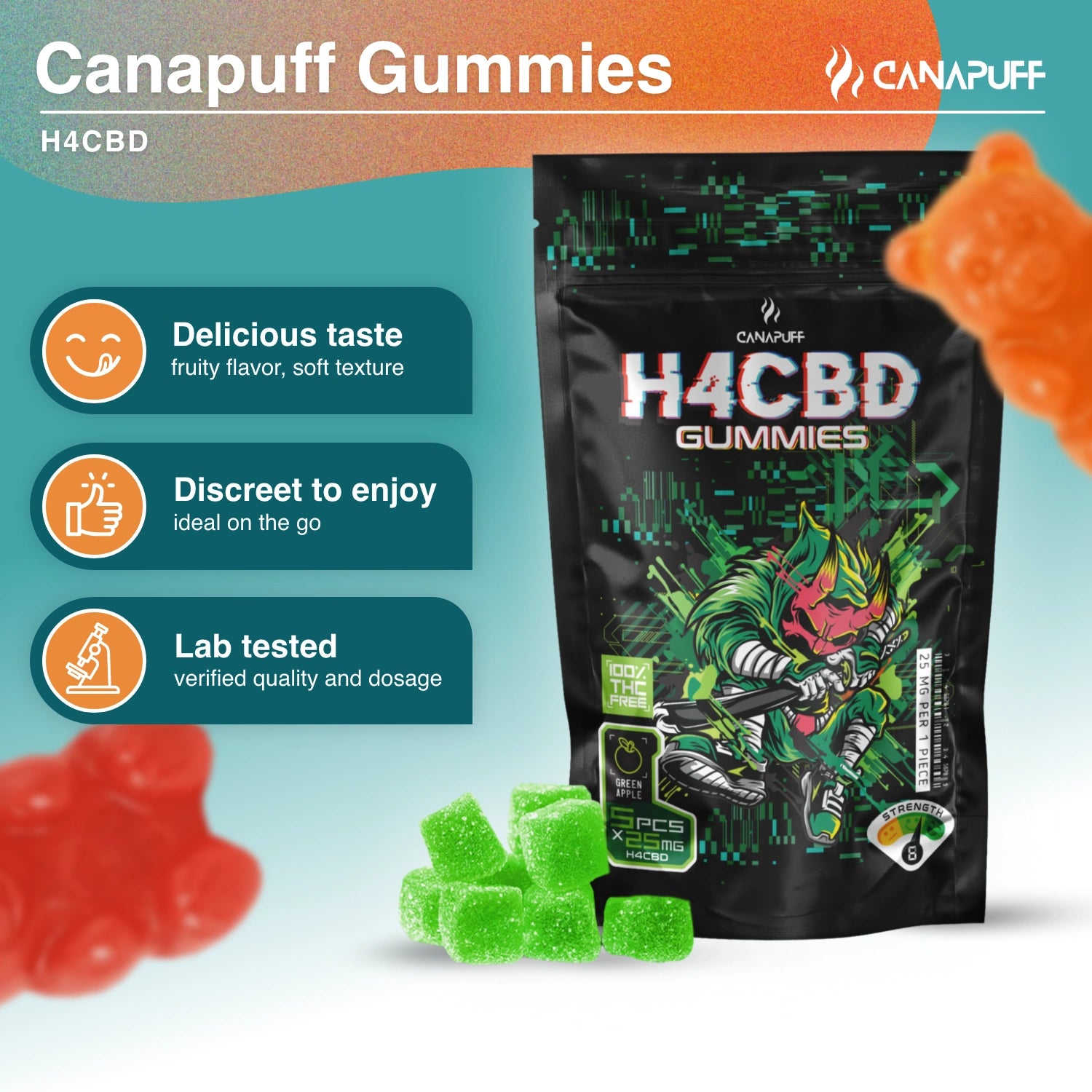 Gomas H4CBD - Maçã Verde - Canapuff