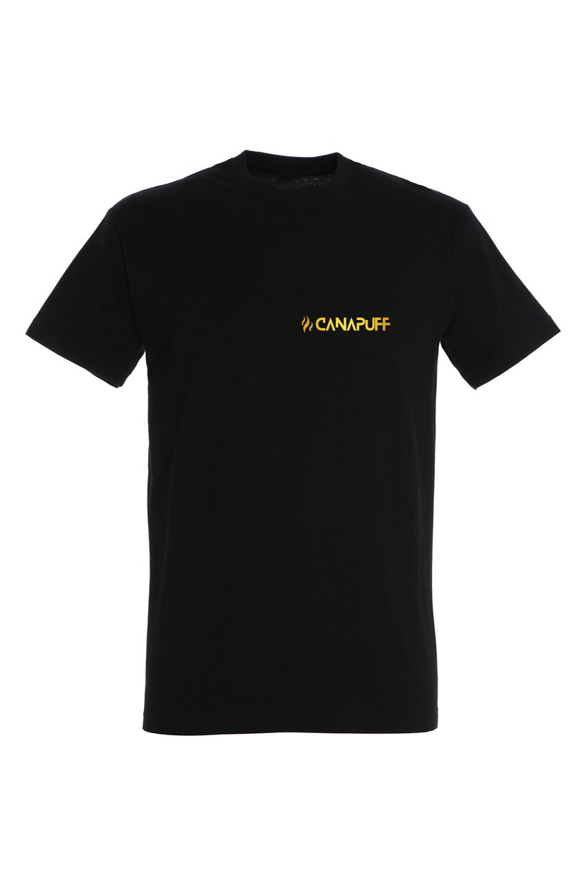 T-shirt preta com pequeno logótipo Canapuff no peito