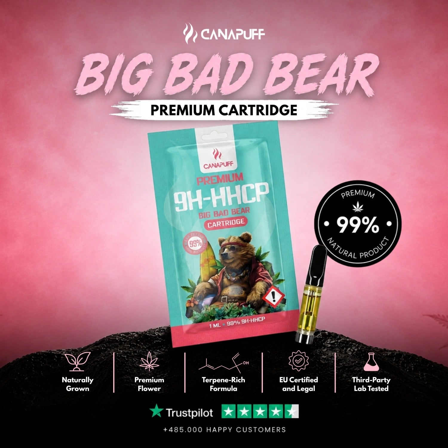 9H-HHCP Cartucho Big Bad Bear 99%