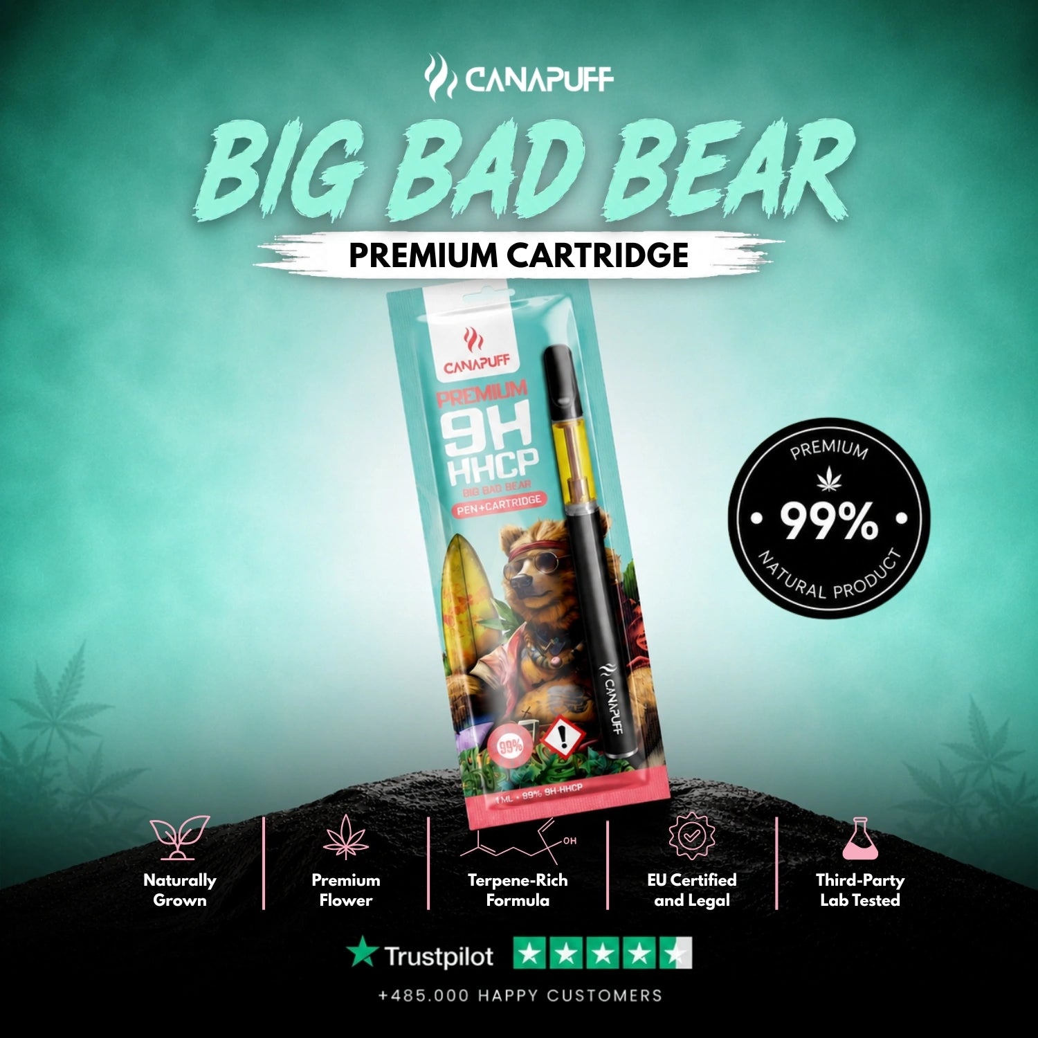 9H-HHCP Pen+Cartucho Big Bad Bear 99%