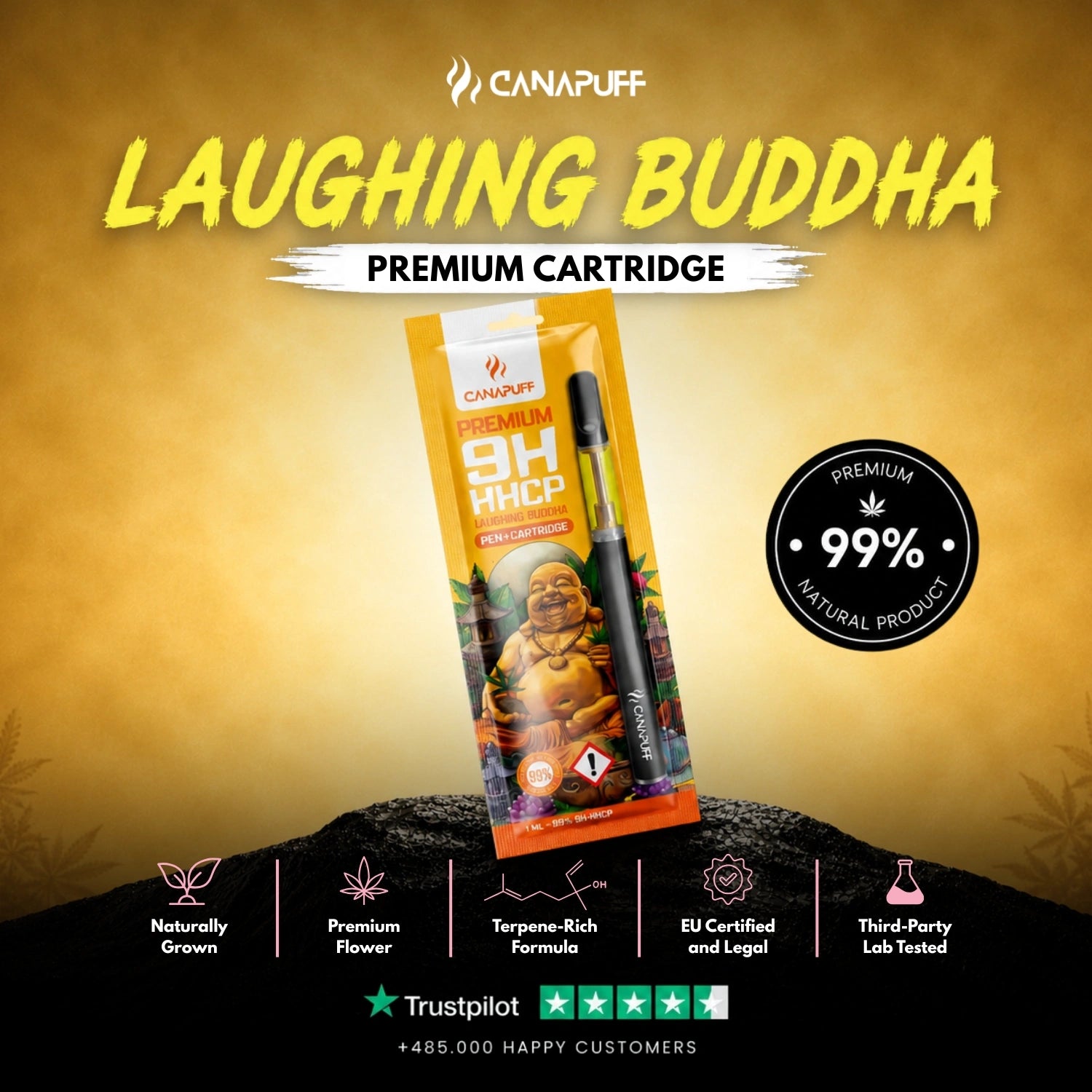 9H-HHCP Pen+Cartucho Laughing Buddha 99%