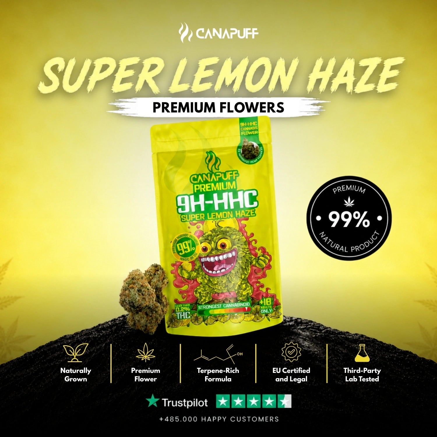 Canapuff - Super Lemon Haze 99% - 9H-HHC Flores