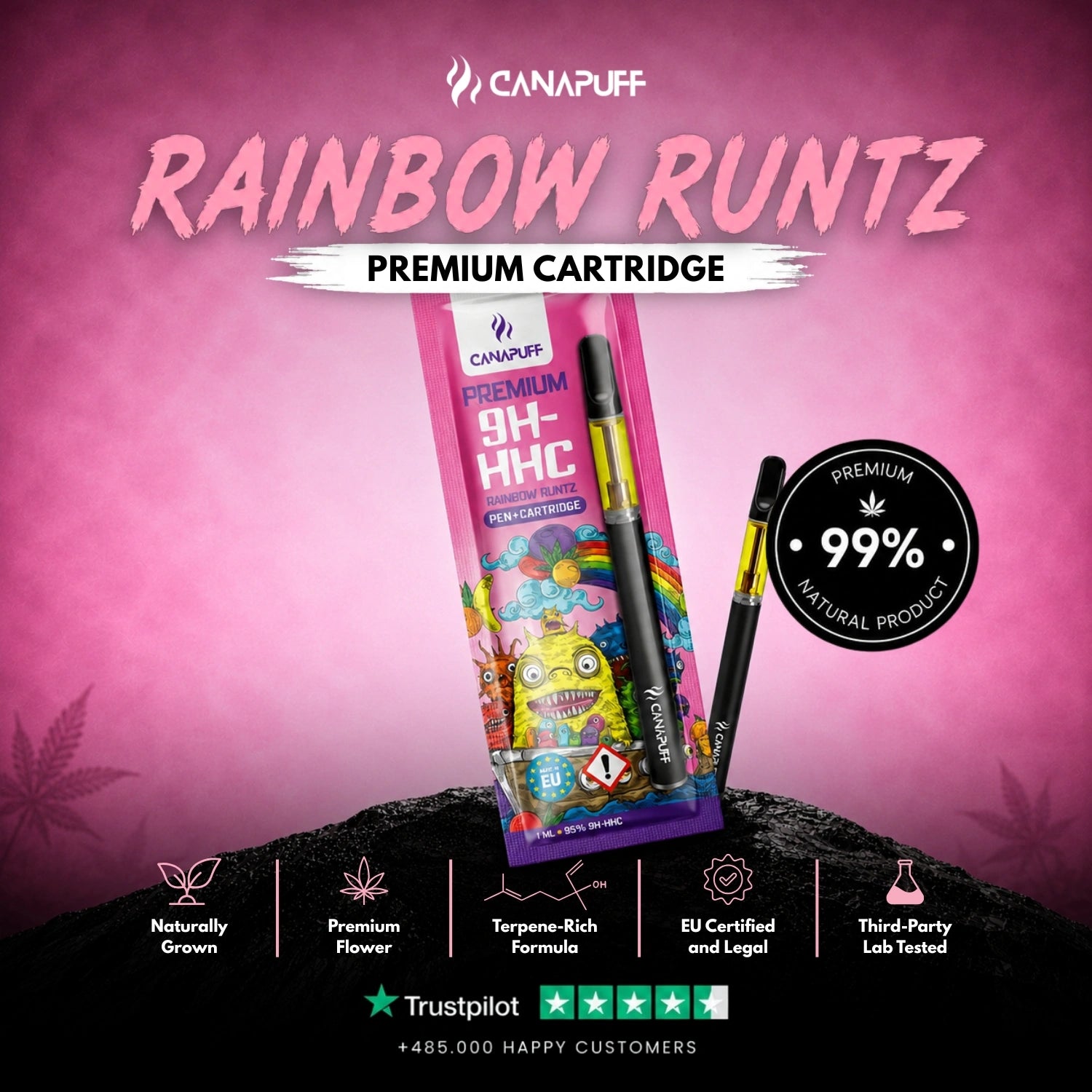 9H-HHC Pen+Cartucho Rainbow Runtz 95%
